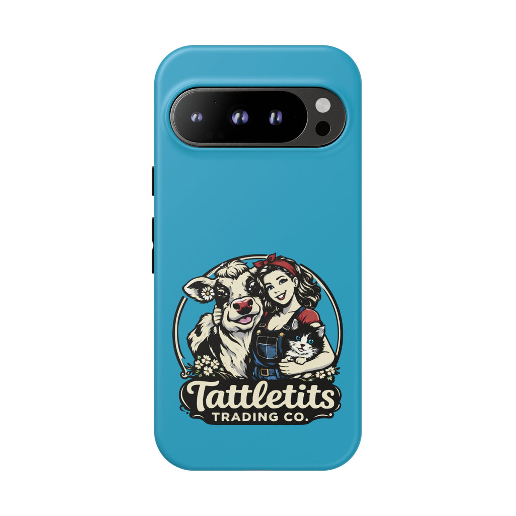 Phone Case — Retro 'Tuffellets' Logo Pattern on Teal