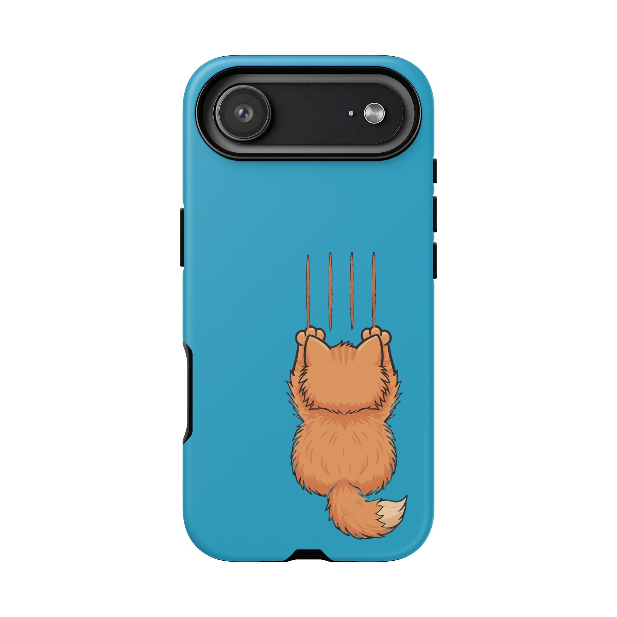 Cat Claw Blue Phone Case — Cute Hanging Orange Kitten Protective Cover