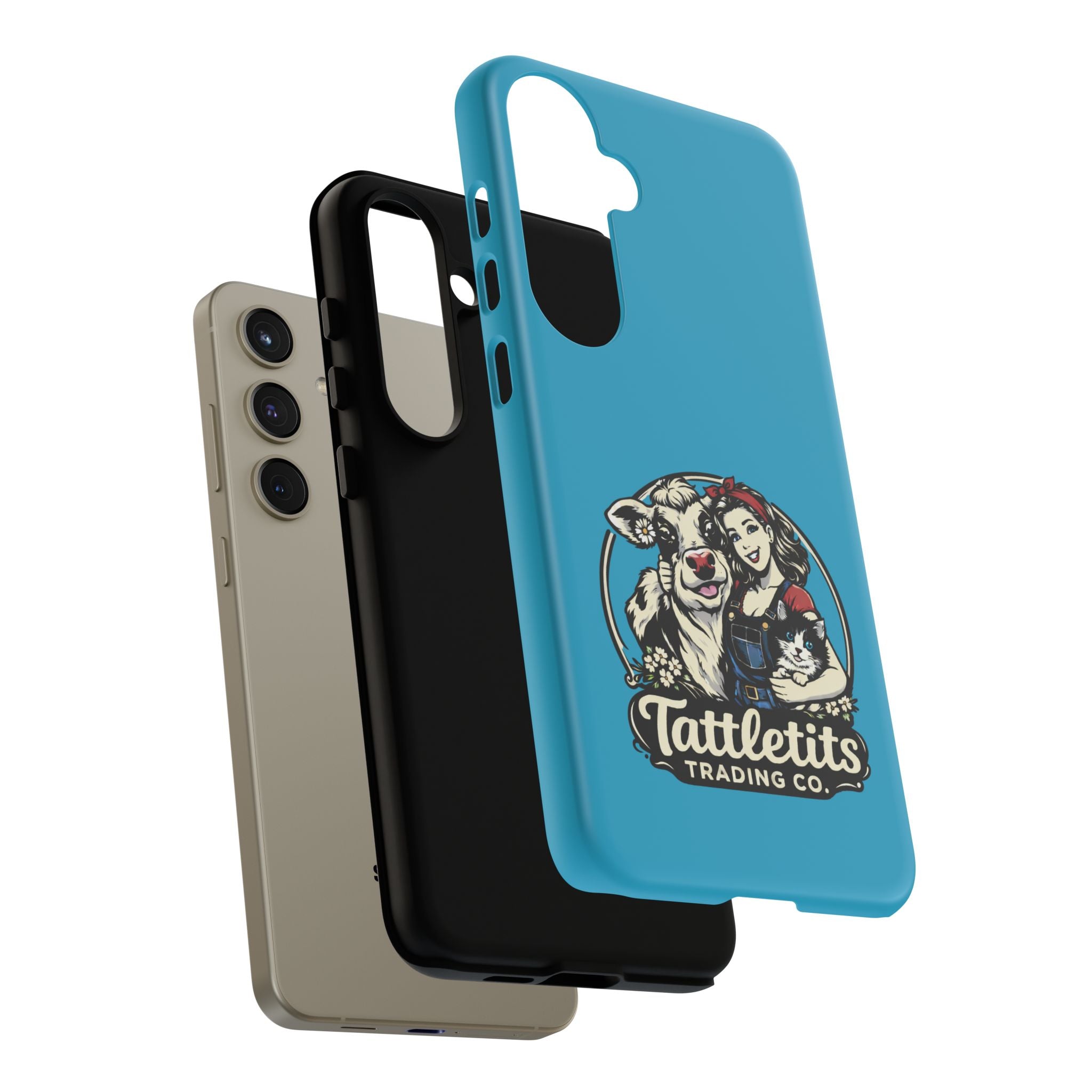 Phone Case — Retro 'Tuffellets' Logo Pattern on Teal
