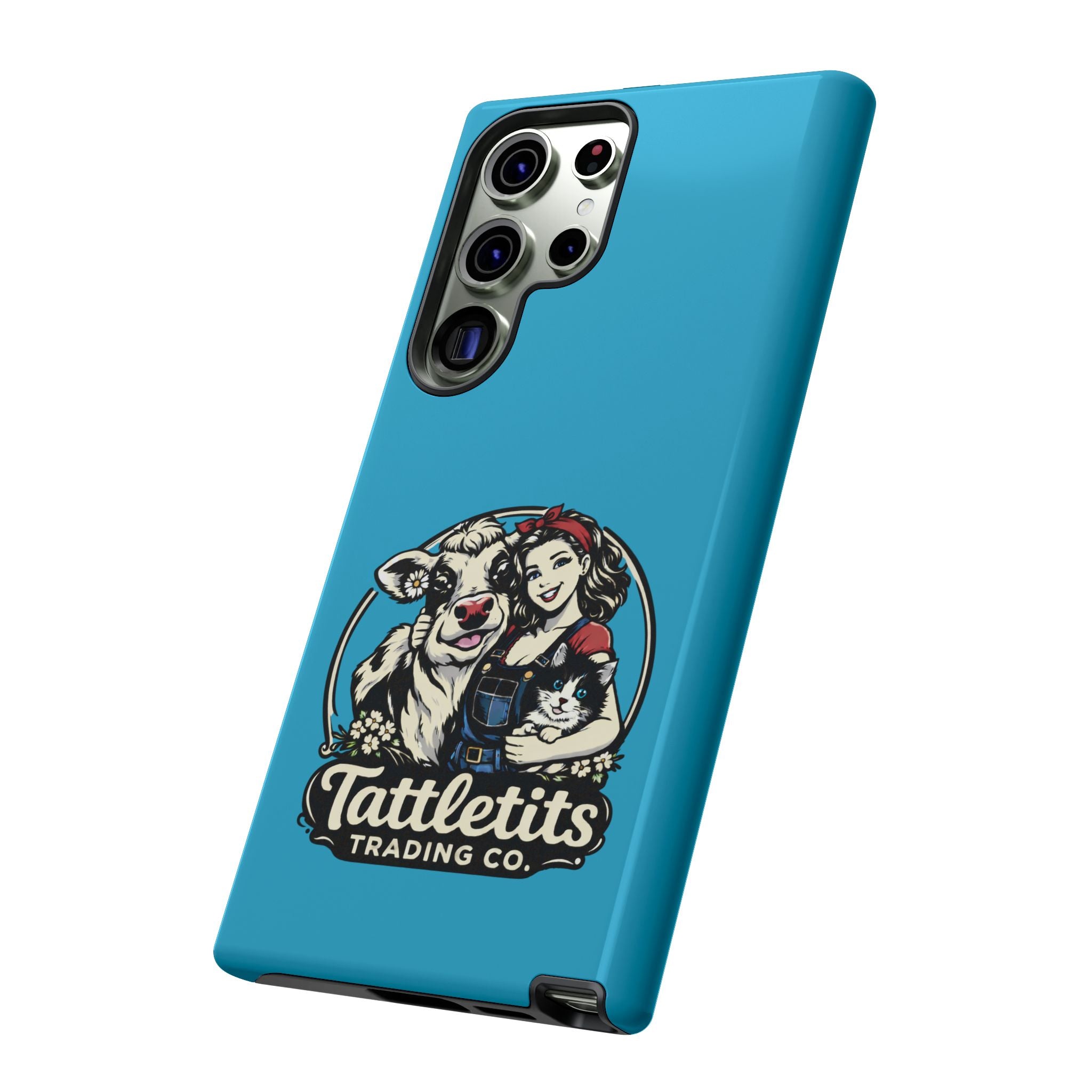 Phone Case — Retro 'Tuffellets' Logo Pattern on Teal