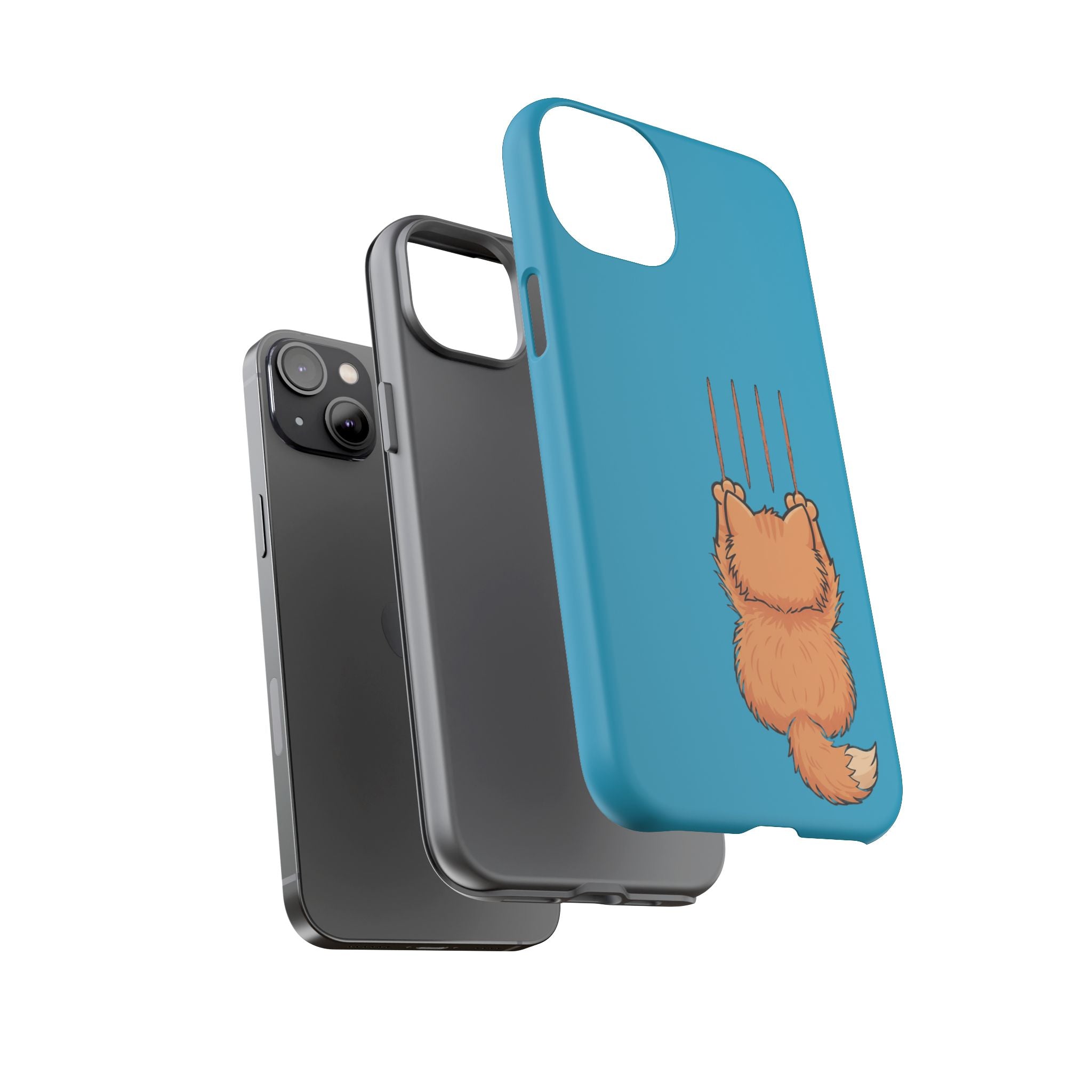 Cat Claw Blue Phone Case — Cute Hanging Orange Kitten Protective Cover