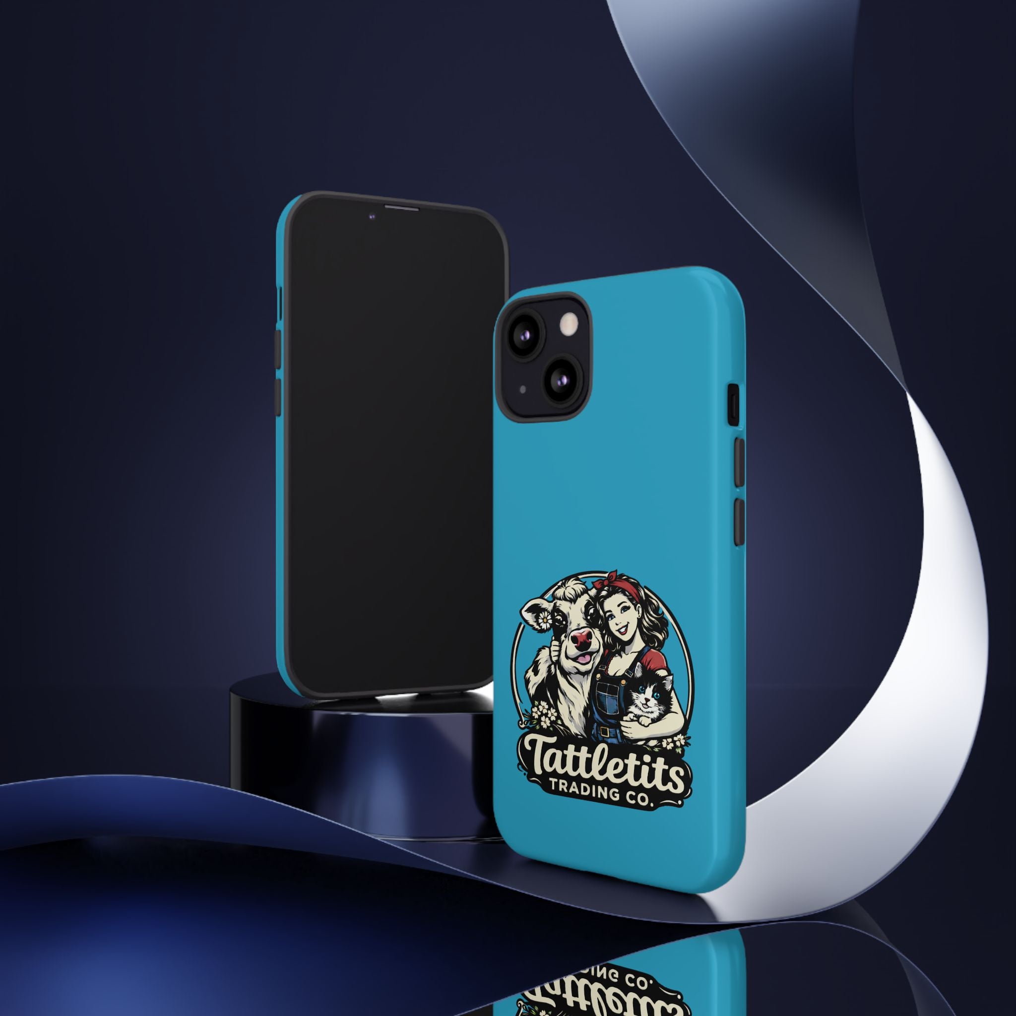 Phone Case — Retro 'Tuffellets' Logo Pattern on Teal