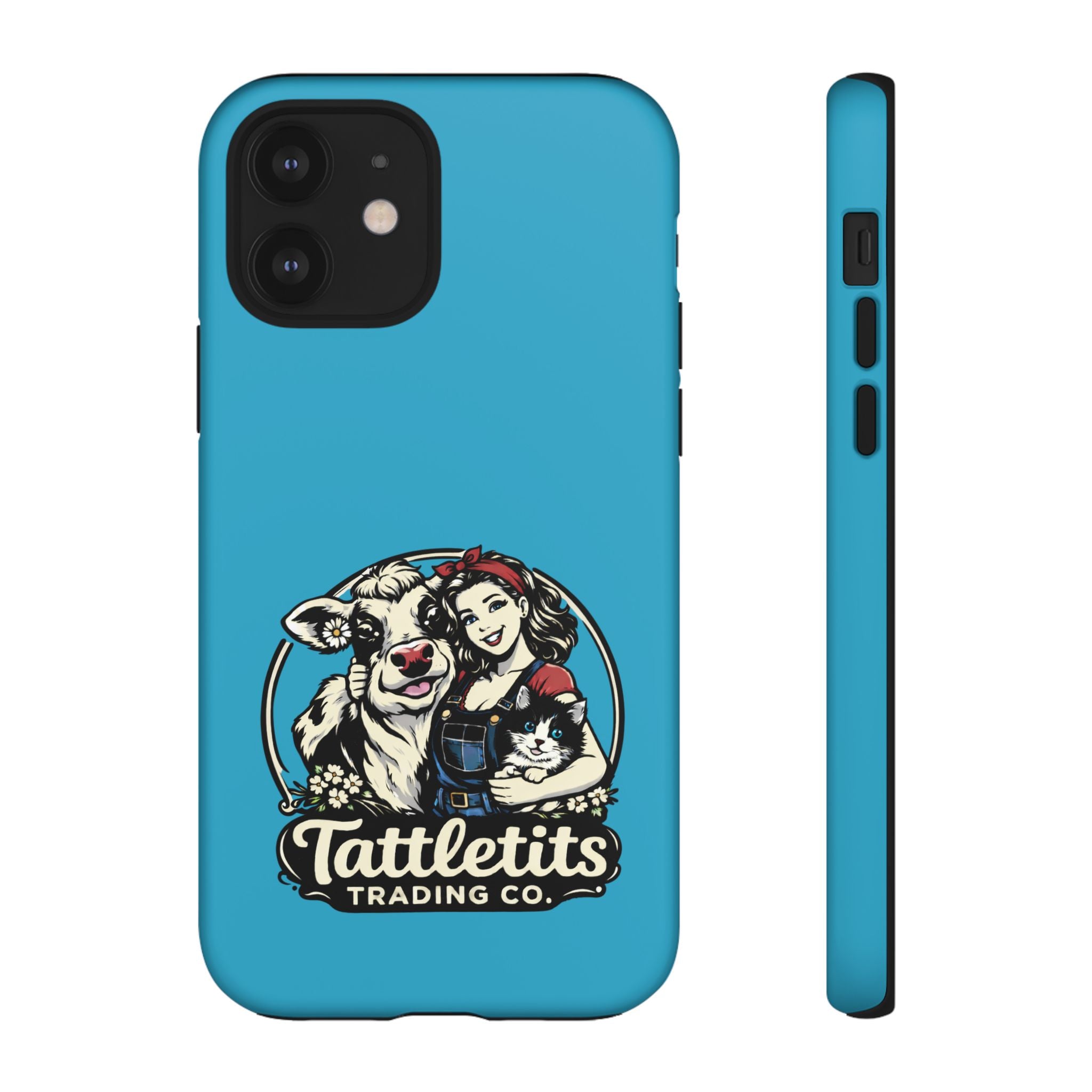 Phone Case — Retro 'Tuffellets' Logo Pattern on Teal