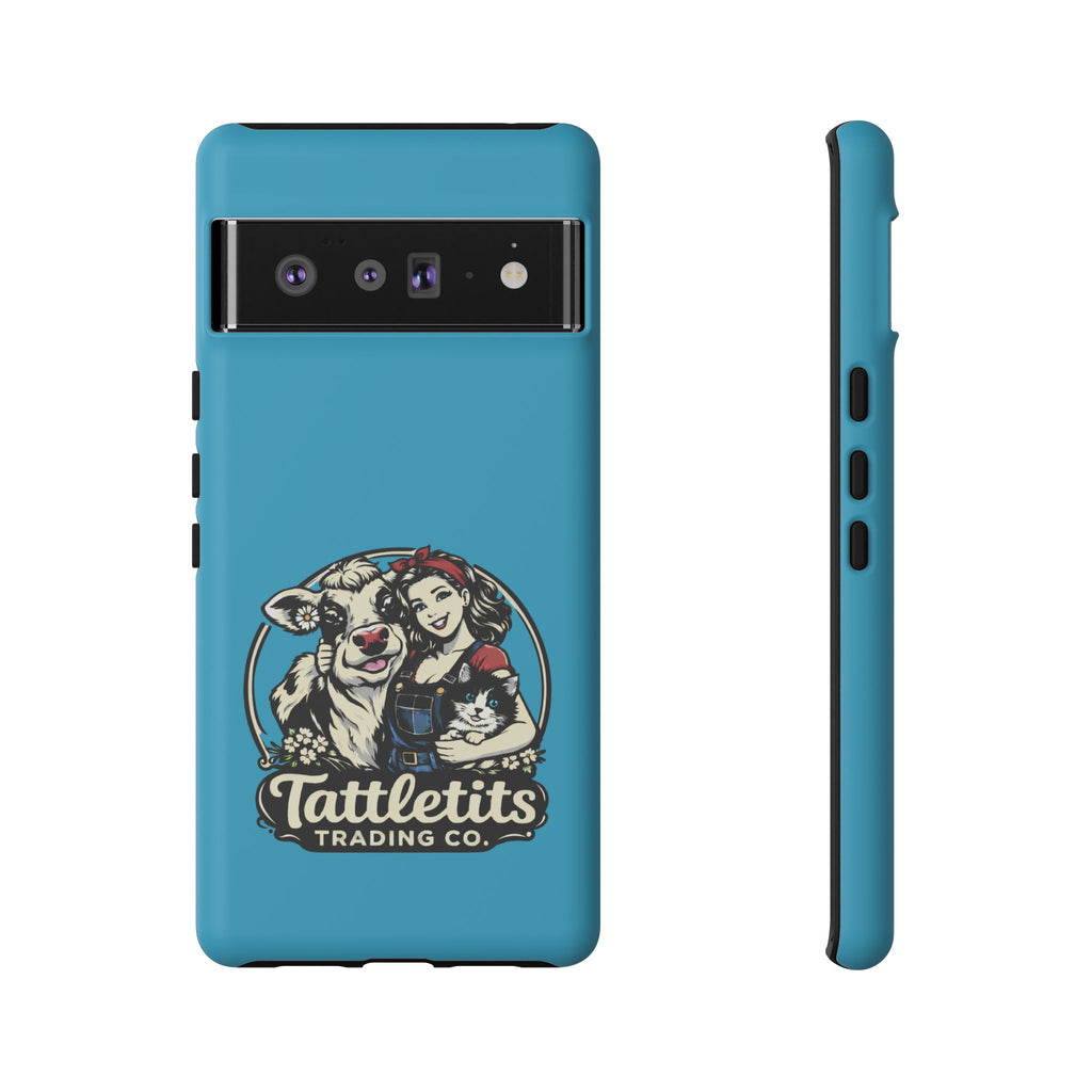 Phone Case — Retro 'Tuffellets' Logo Pattern on Teal