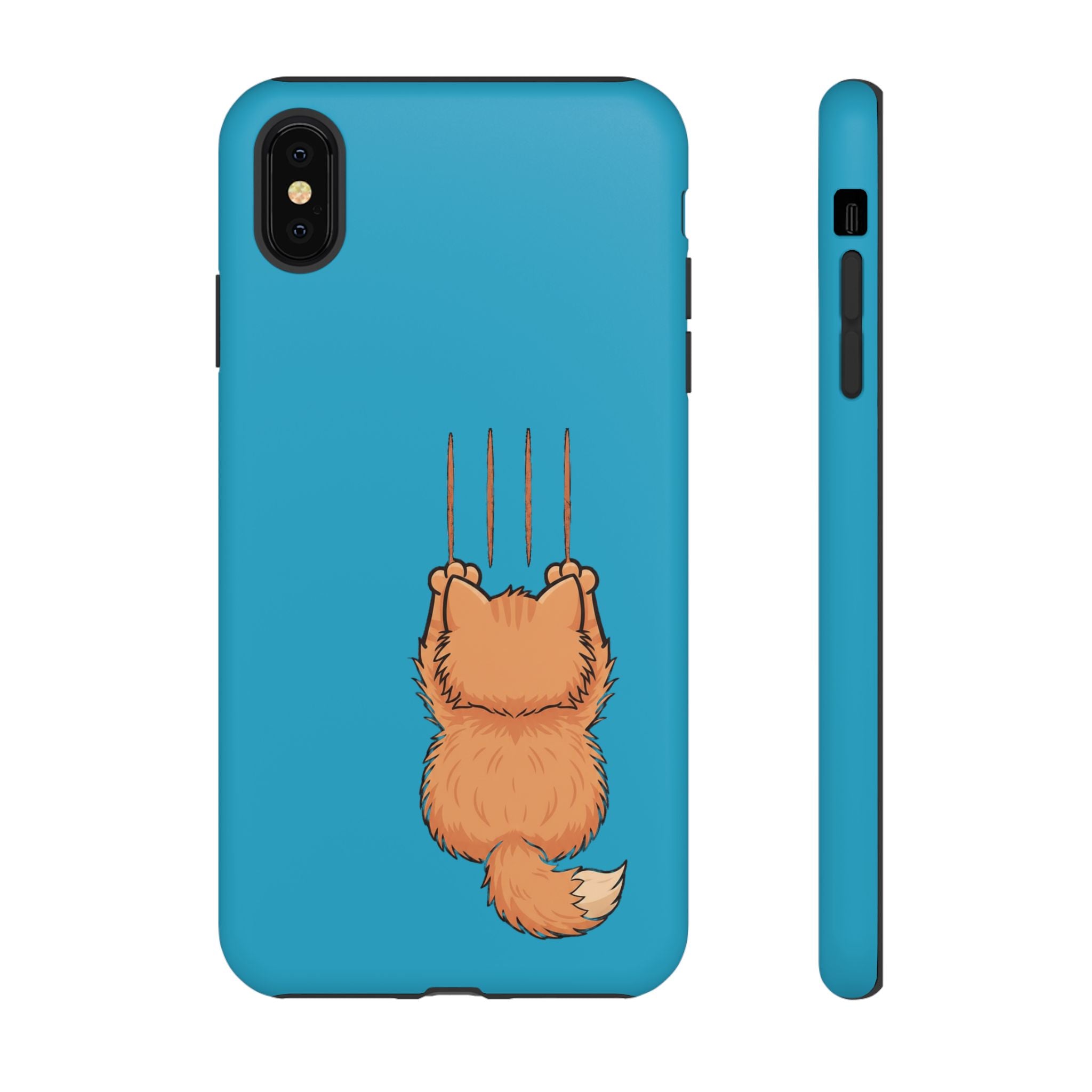 Cat Claw Blue Phone Case — Cute Hanging Orange Kitten Protective Cover