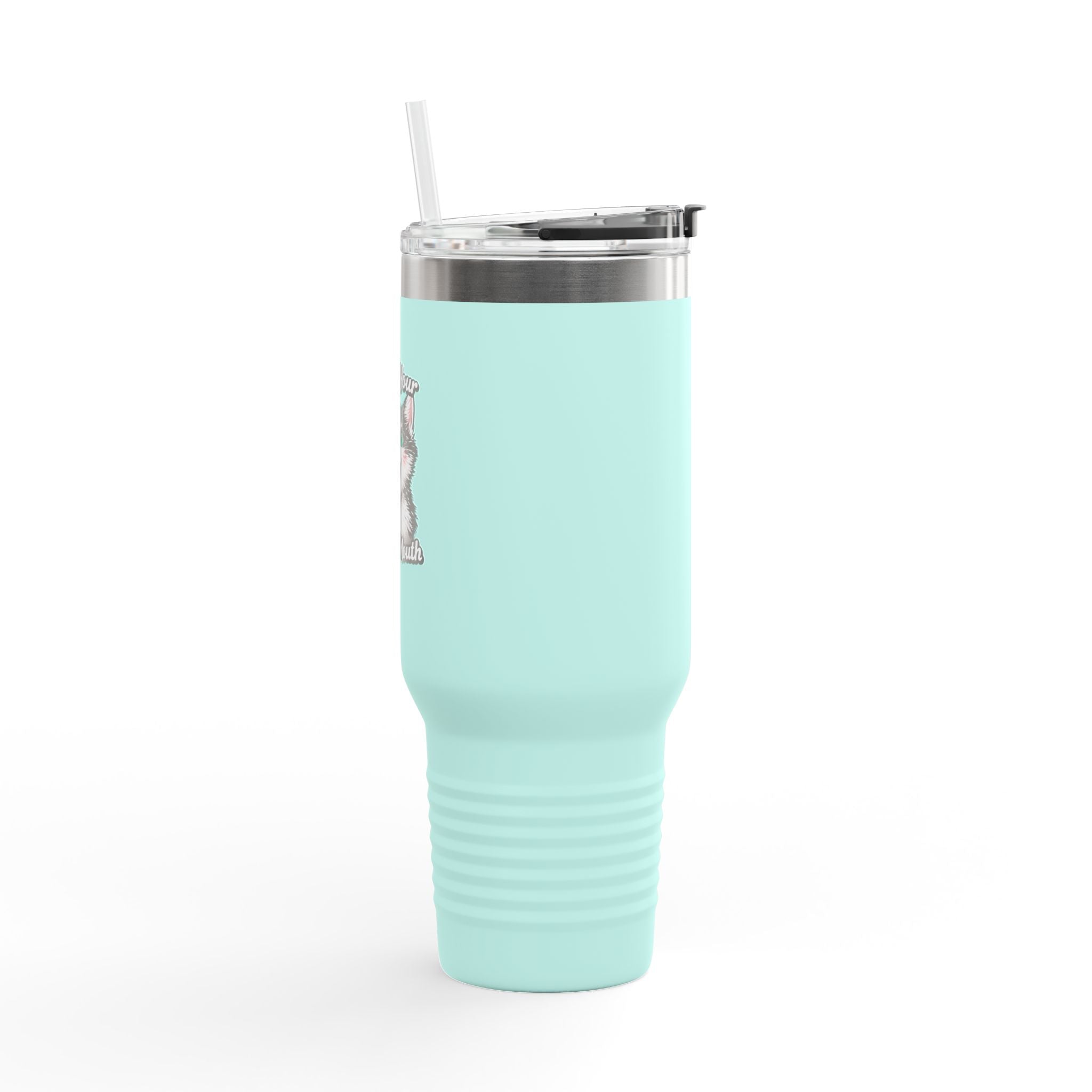 40oz Insulated Travel Mug — Mint Tumbler with Straw & Handle
