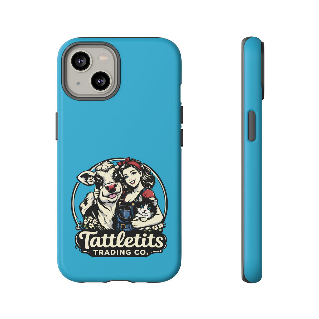 Phone Case — Retro 'Tuffellets' Logo Pattern on Teal