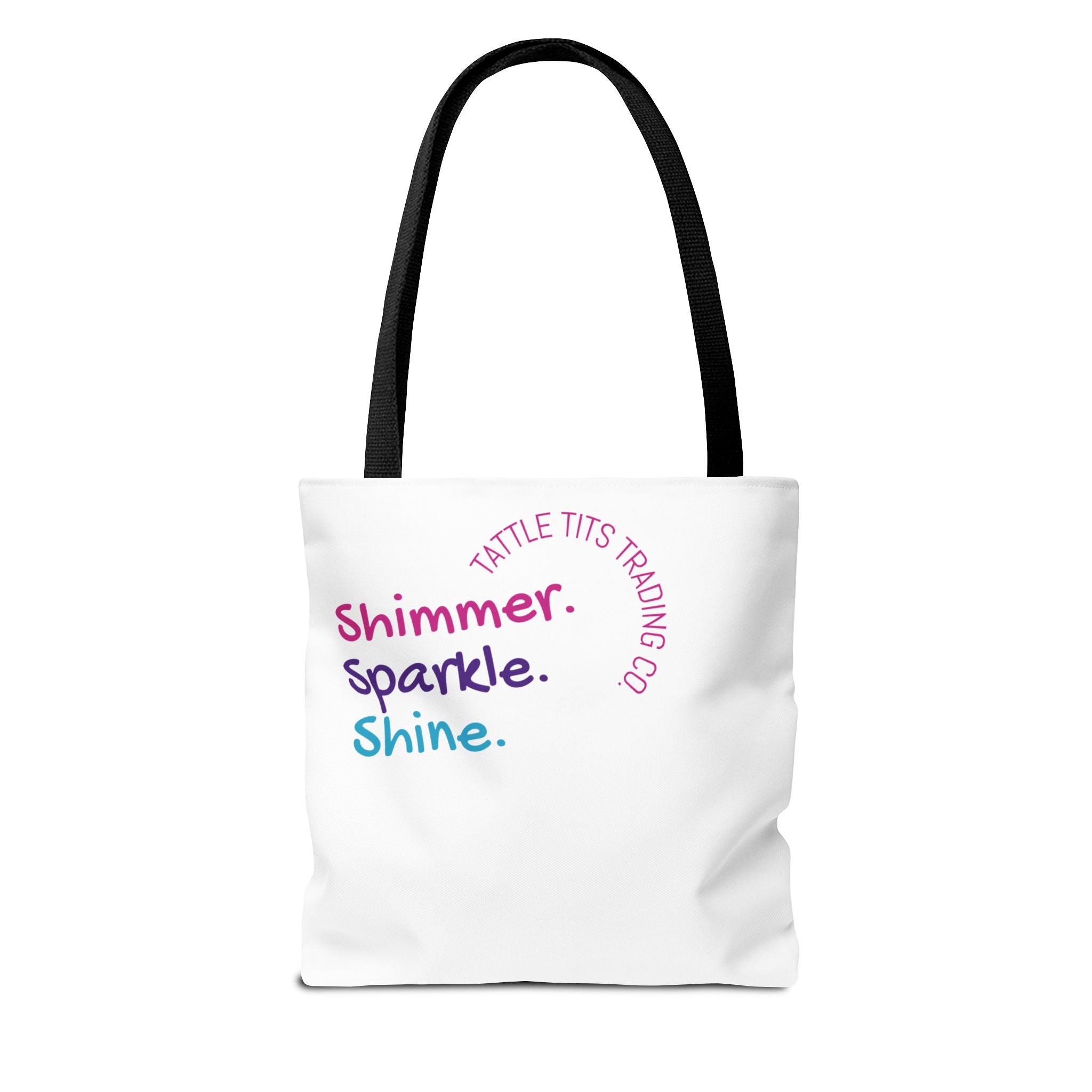 Colorful Cat Tote Bag — 'Shimmer. Sparkle. Shine.' All-Over Print