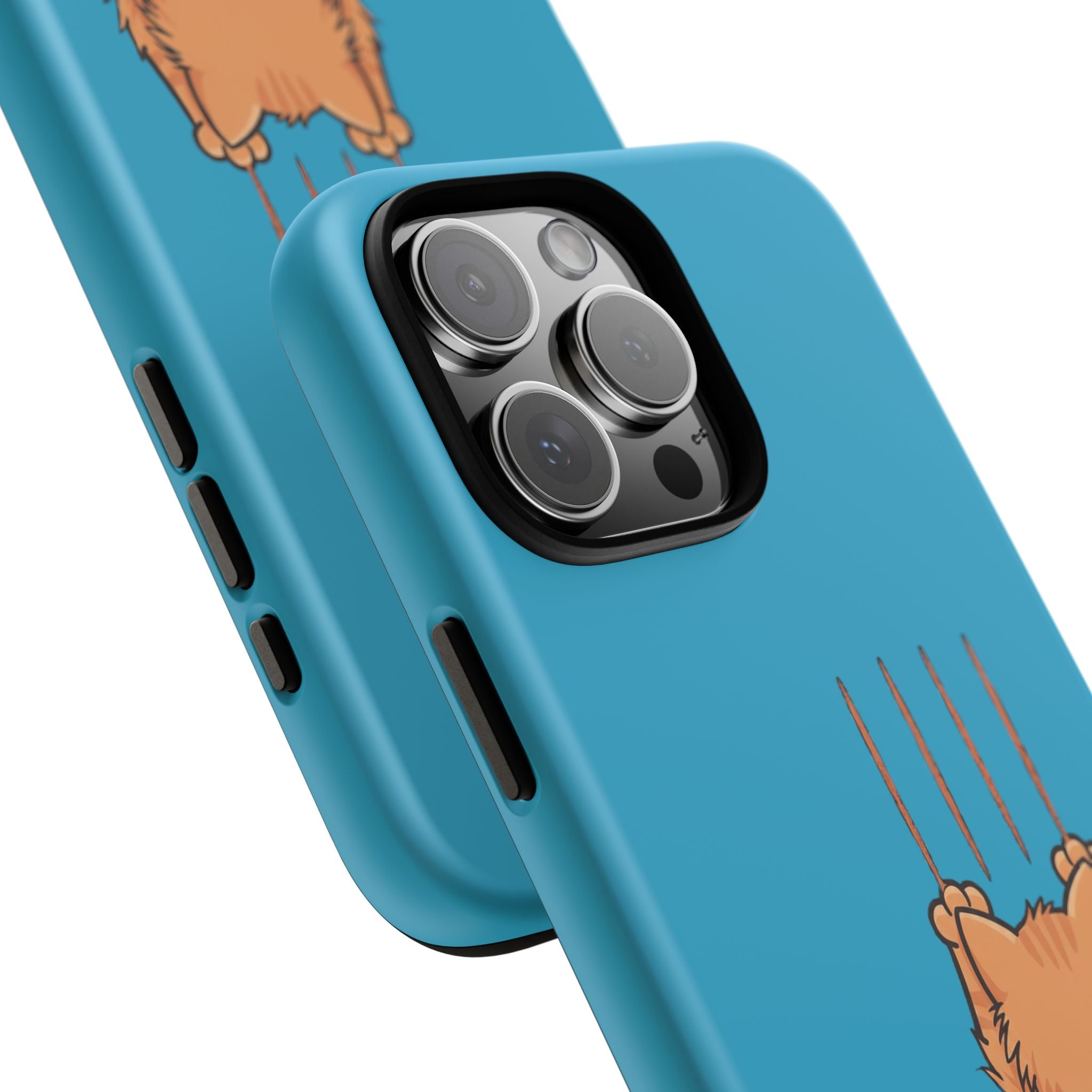 Cat Claw Blue Phone Case — Cute Hanging Orange Kitten Protective Cover