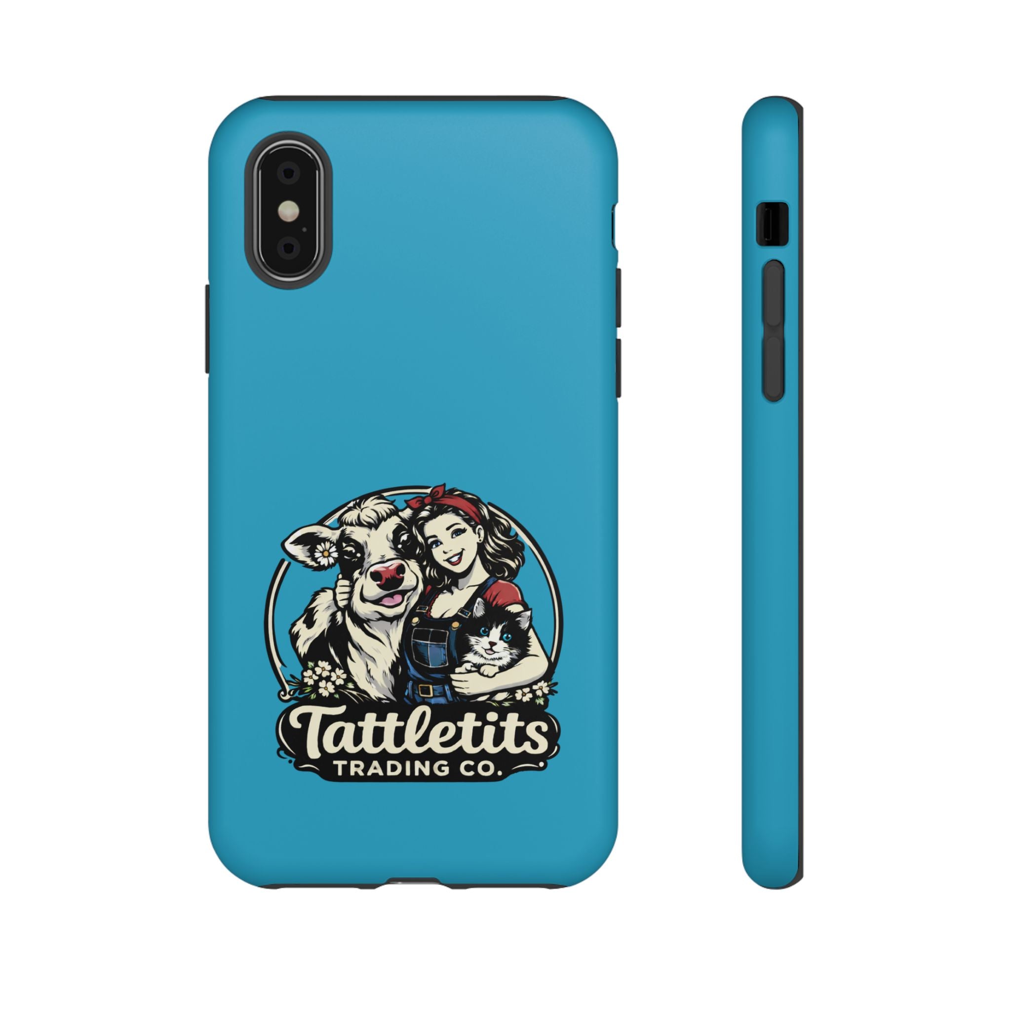 Phone Case — Retro 'Tuffellets' Logo Pattern on Teal