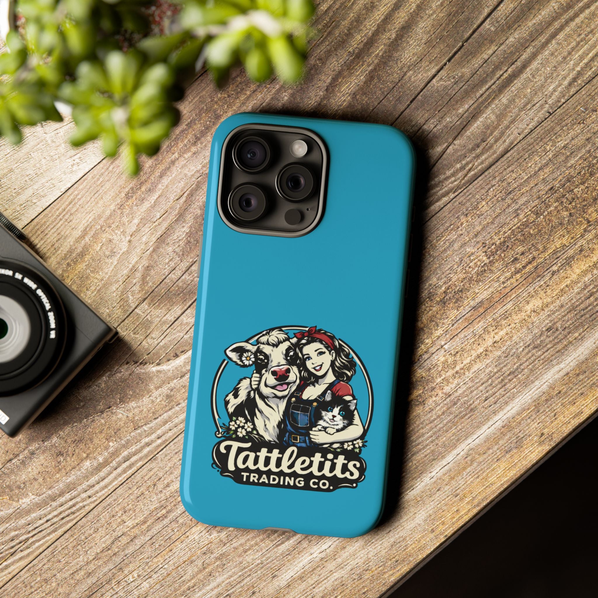 Phone Case — Retro 'Tuffellets' Logo Pattern on Teal