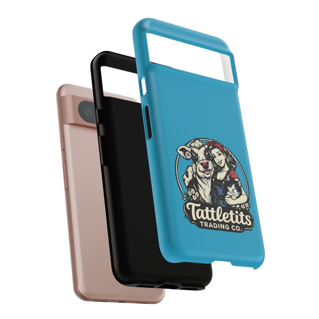 Phone Case — Retro 'Tuffellets' Logo Pattern on Teal