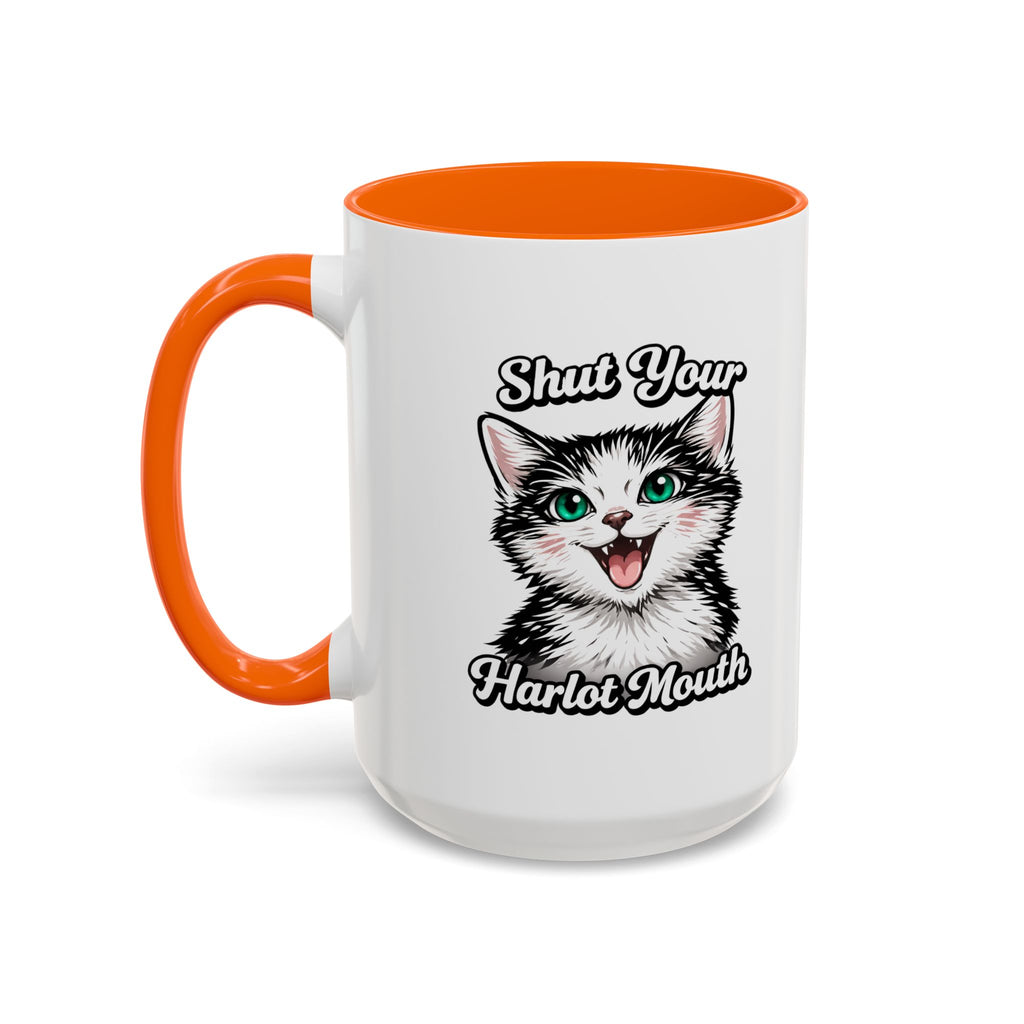 Cat Lover Accent Coffee Mug — Cute Staring Cat Design (11/15 oz)