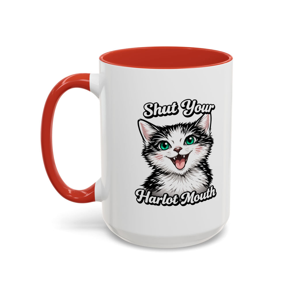 Cat Lover Accent Coffee Mug — Cute Staring Cat Design (11/15 oz)