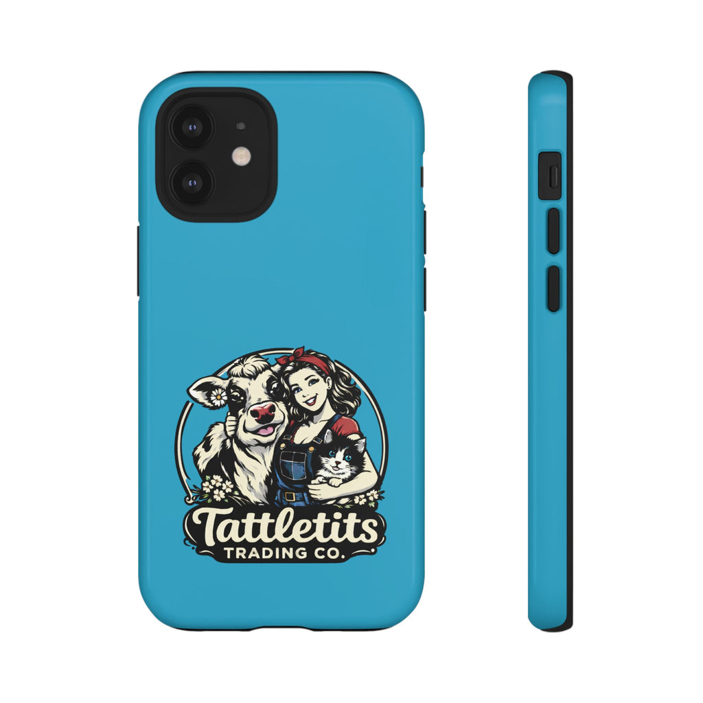 Phone Case — Retro 'Tuffellets' Logo Pattern on Teal