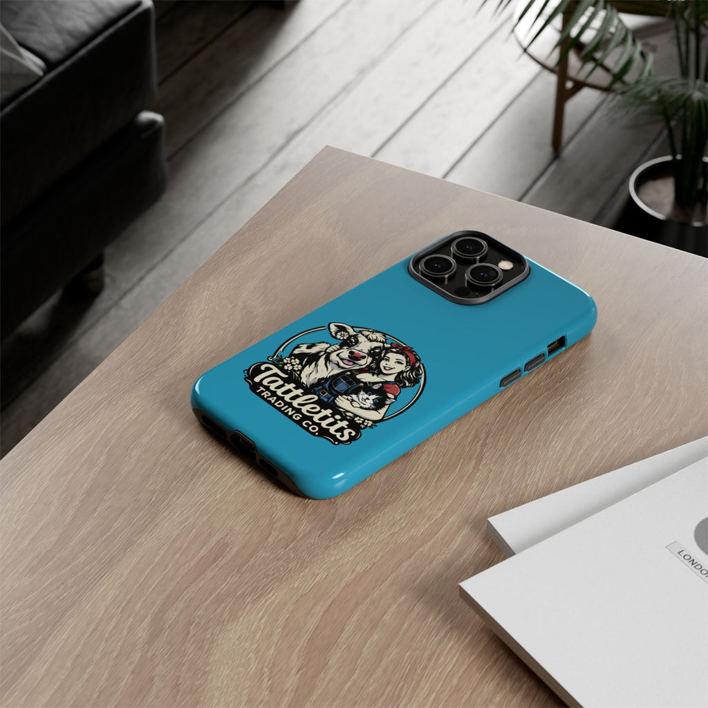 Phone Case — Retro 'Tuffellets' Logo Pattern on Teal