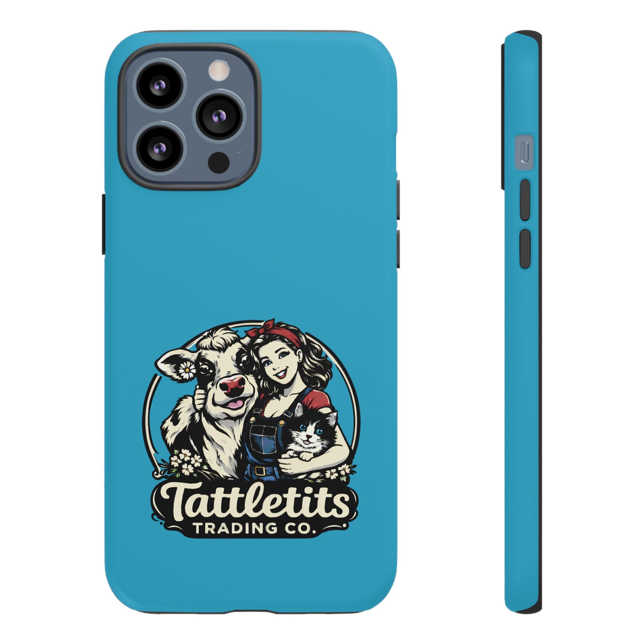 Phone Case — Retro 'Tuffellets' Logo Pattern on Teal