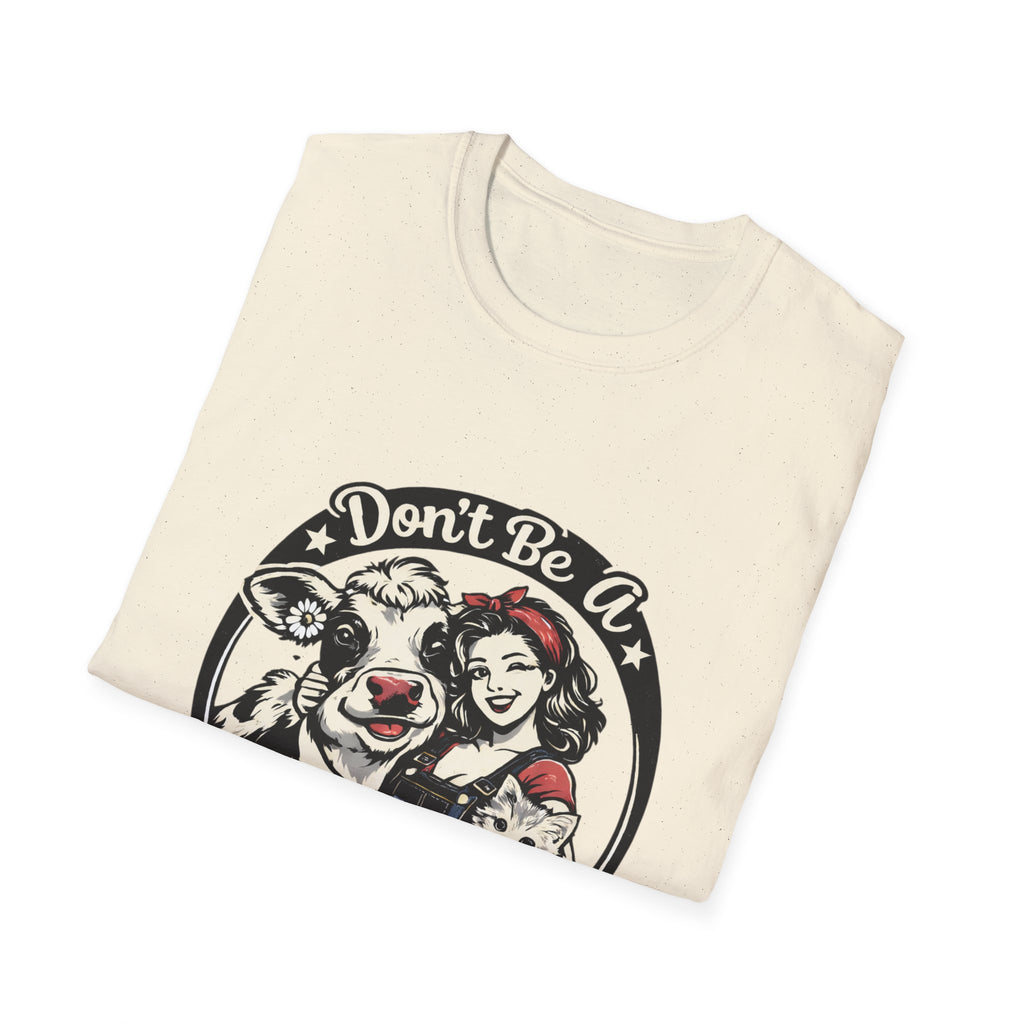 Don't Be A Heifer Hater T-Shirt — Funny Farm Animal Vintage Cow & Pig Graphic Tee