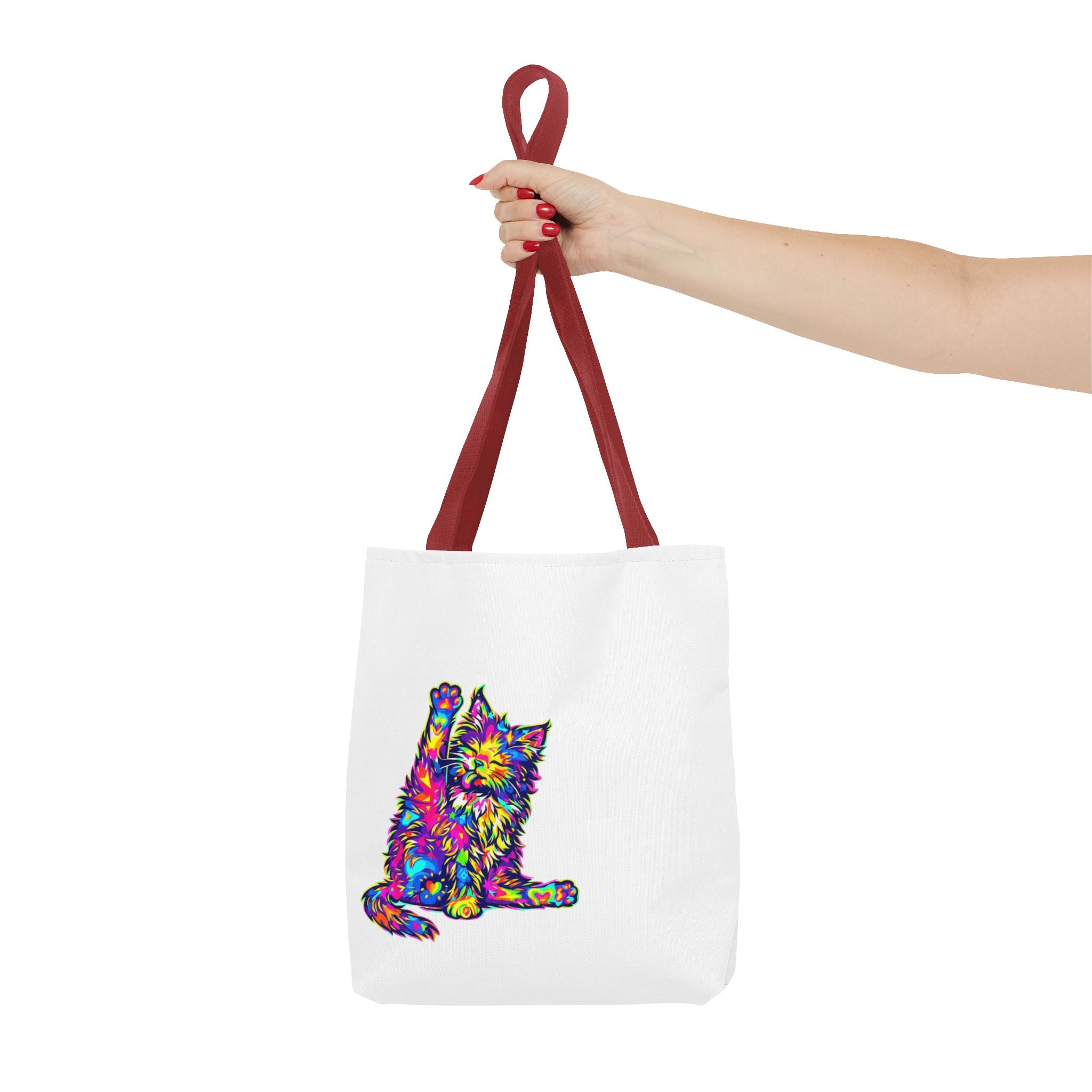 Colorful Cat Tote Bag — 'Shimmer. Sparkle. Shine.' All-Over Print