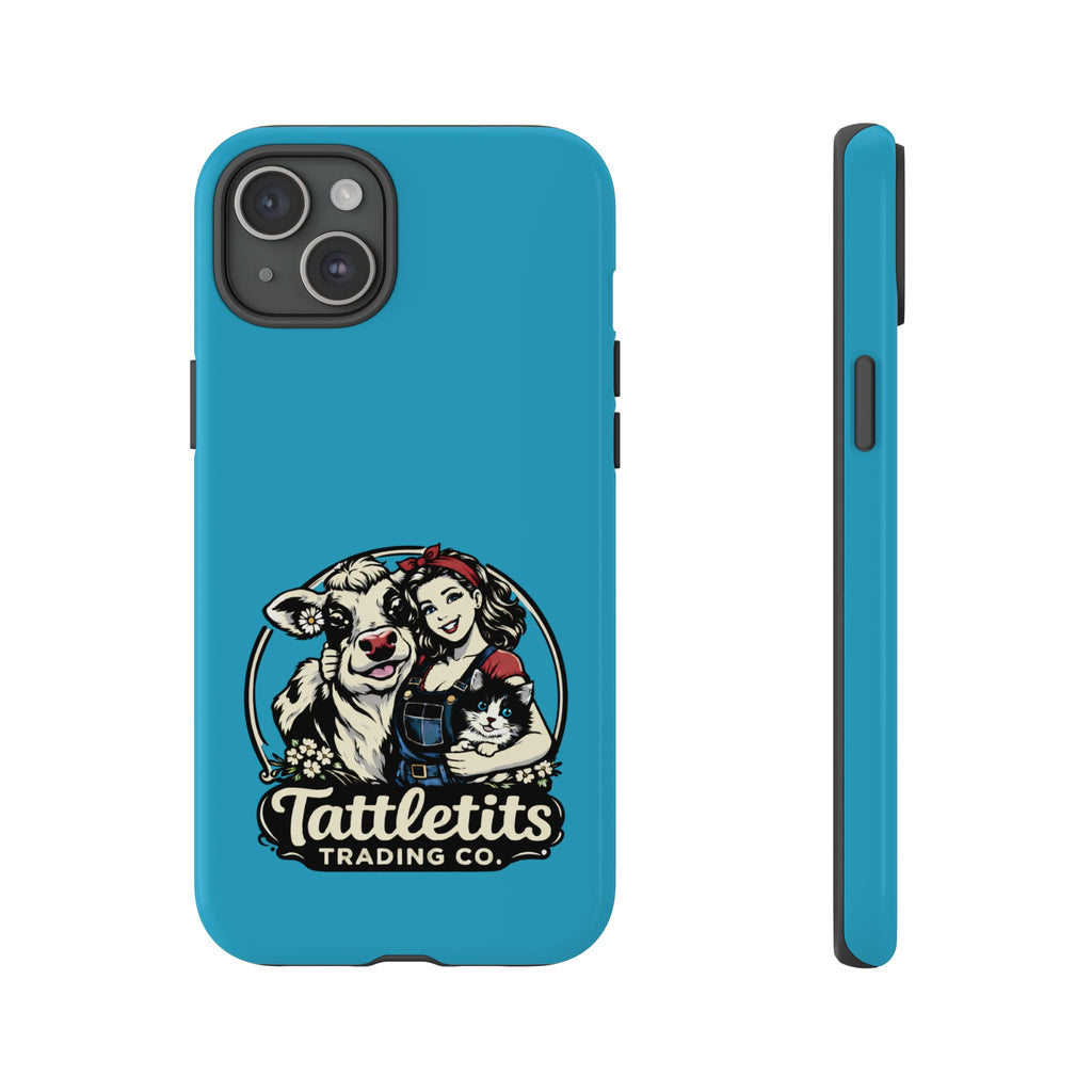 Phone Case — Retro 'Tuffellets' Logo Pattern on Teal