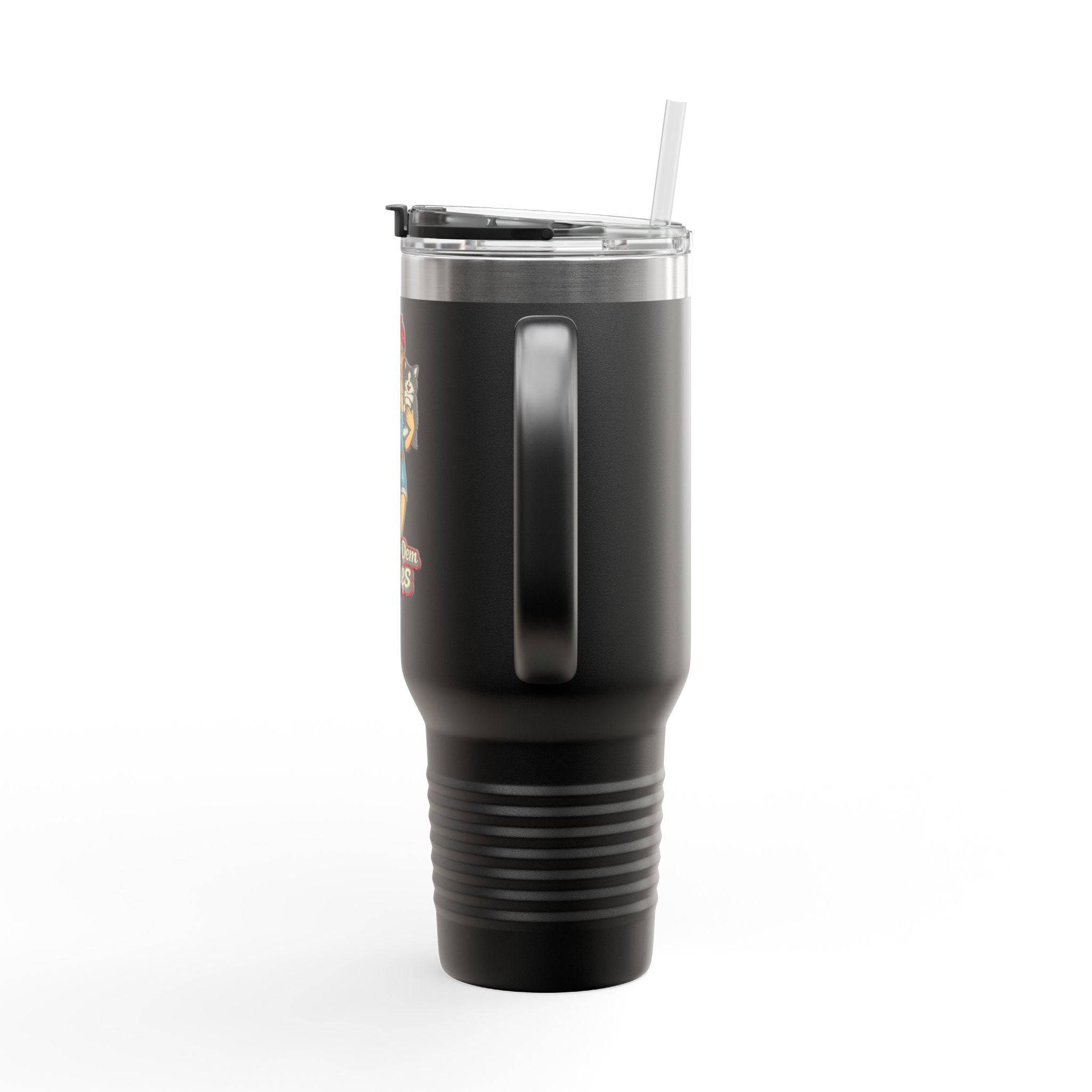 40oz Insulated Travel Mug — "Show Me Dem Kitties" Pin-Up Cat Design