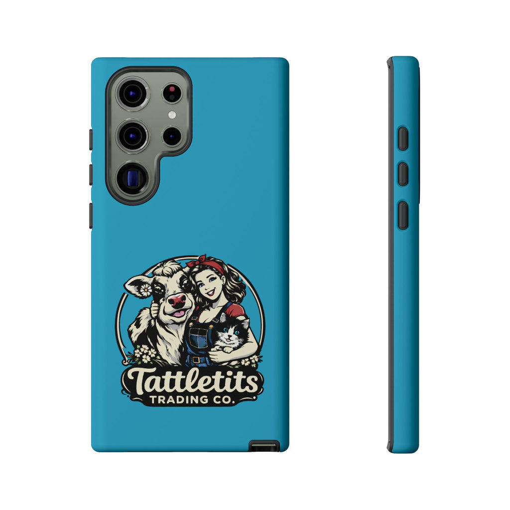 Phone Case — Retro 'Tuffellets' Logo Pattern on Teal