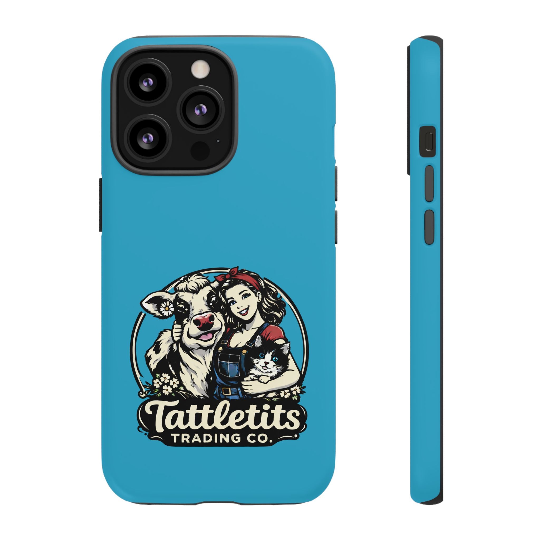 Phone Case — Retro 'Tuffellets' Logo Pattern on Teal