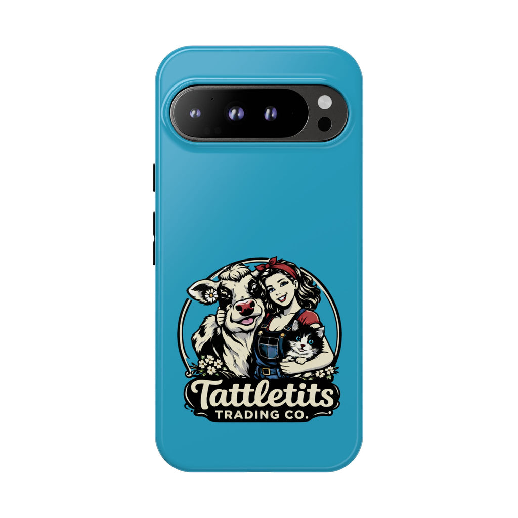 Phone Case — Retro 'Tuffellets' Logo Pattern on Teal