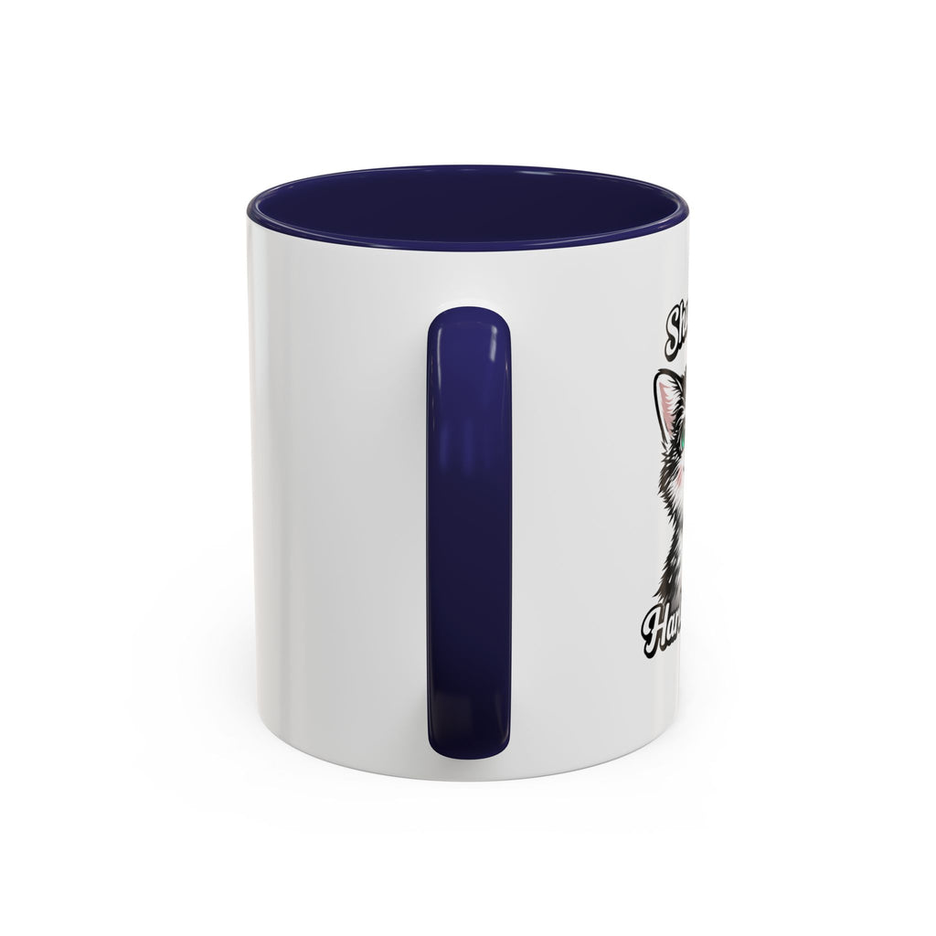 Cat Lover Accent Coffee Mug — Cute Staring Cat Design (11/15 oz)