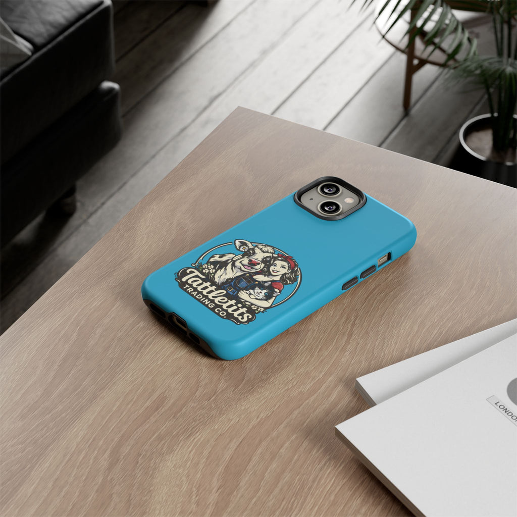 Phone Case — Retro 'Tuffellets' Logo Pattern on Teal