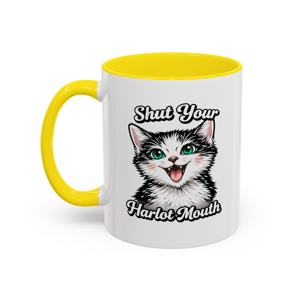 Cat Lover Accent Coffee Mug — Cute Staring Cat Design (11/15 oz)