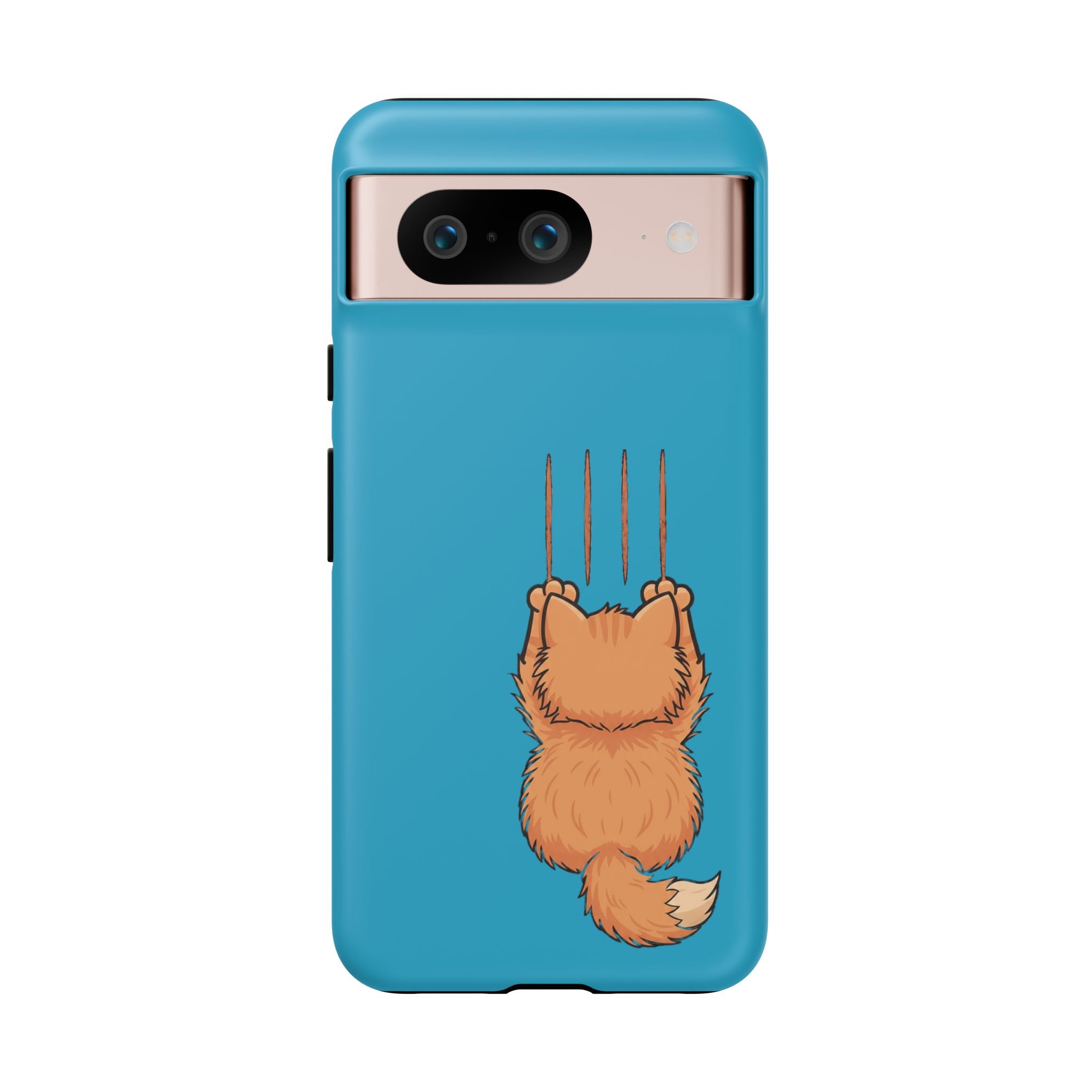 Cat Claw Blue Phone Case — Cute Hanging Orange Kitten Protective Cover