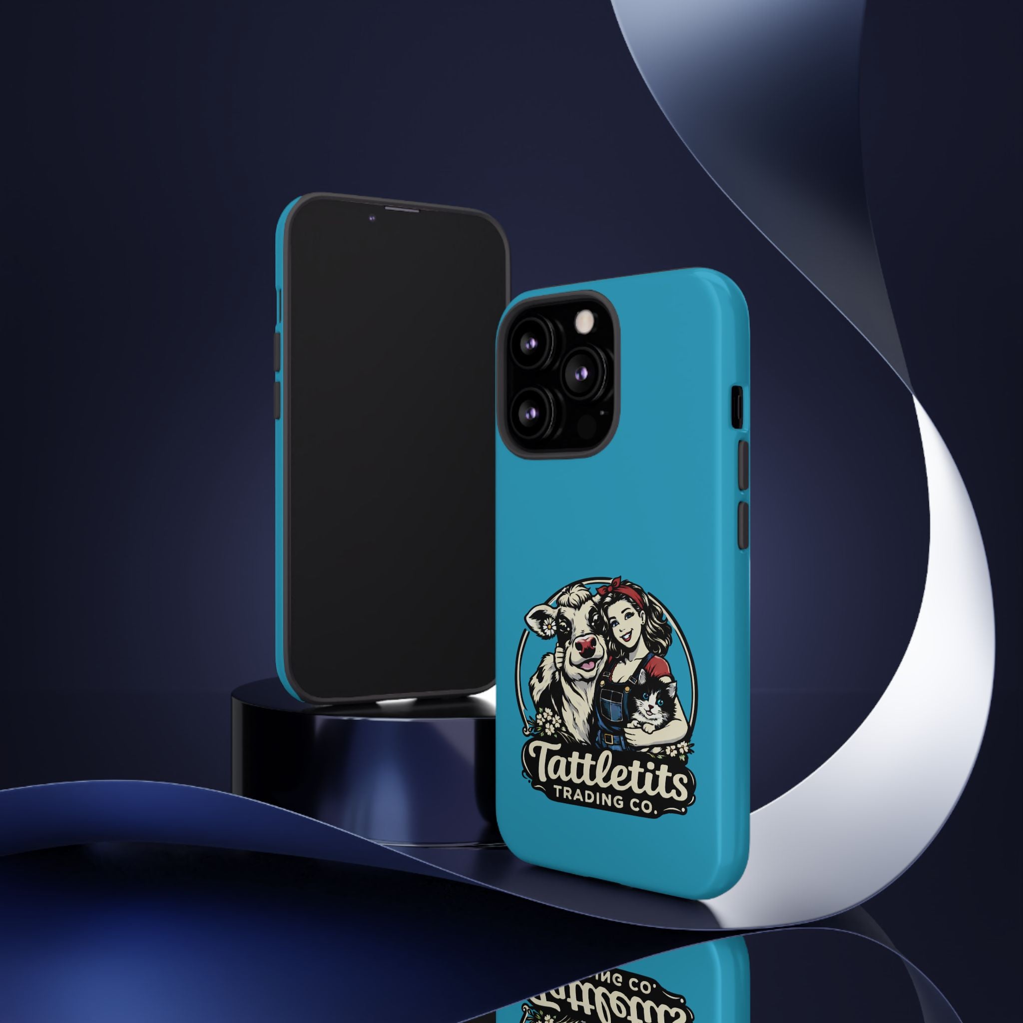 Phone Case — Retro 'Tuffellets' Logo Pattern on Teal