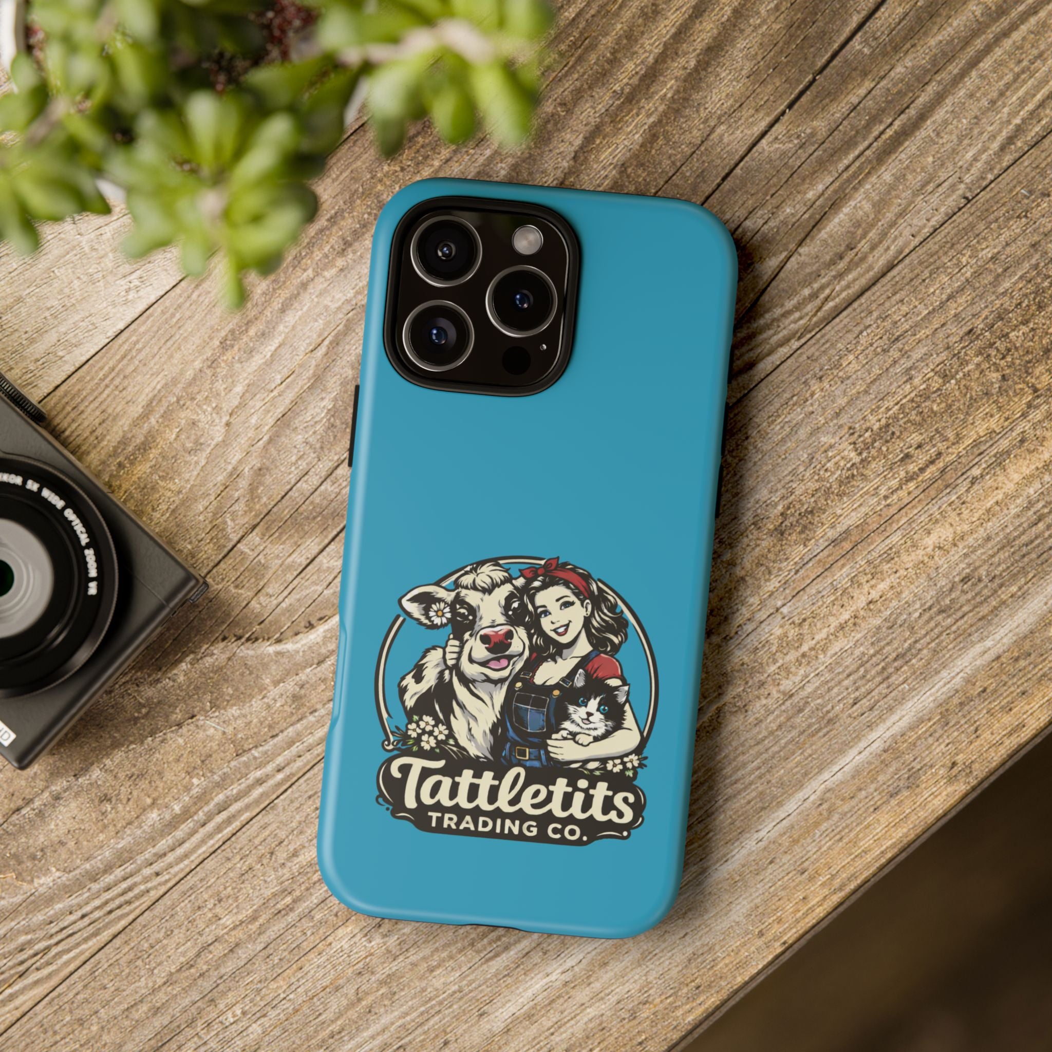 Phone Case — Retro 'Tuffellets' Logo Pattern on Teal