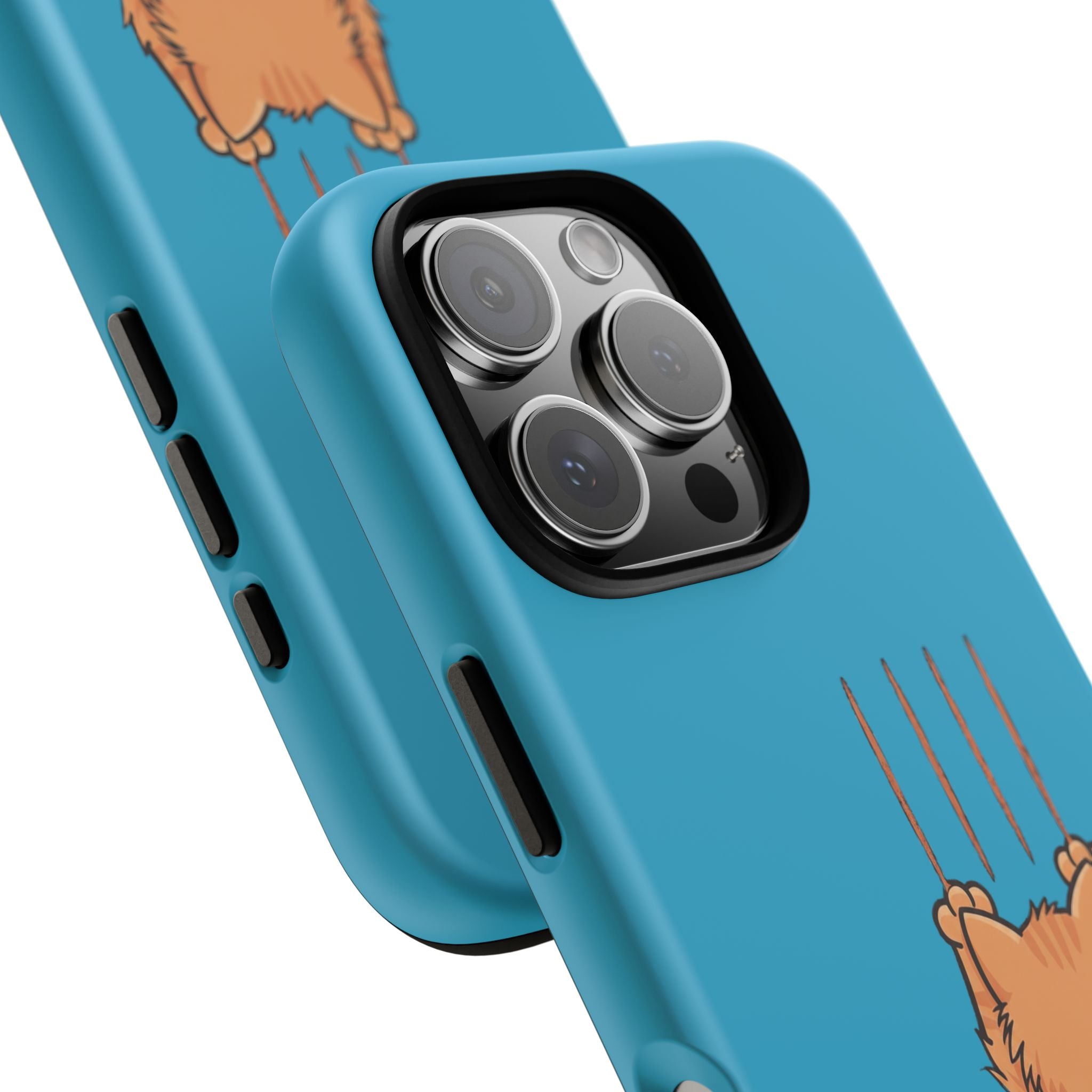 Cat Claw Blue Phone Case — Cute Hanging Orange Kitten Protective Cover