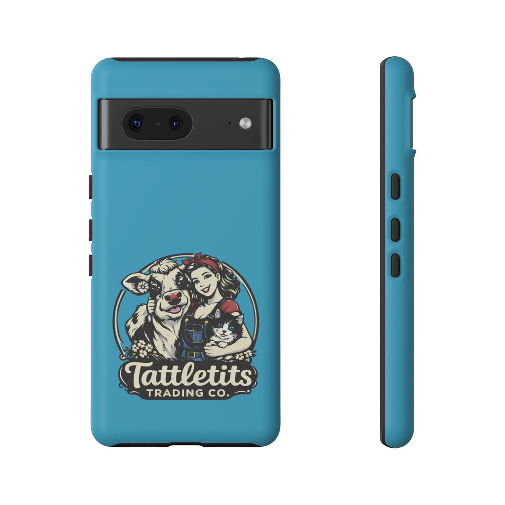 Phone Case — Retro 'Tuffellets' Logo Pattern on Teal
