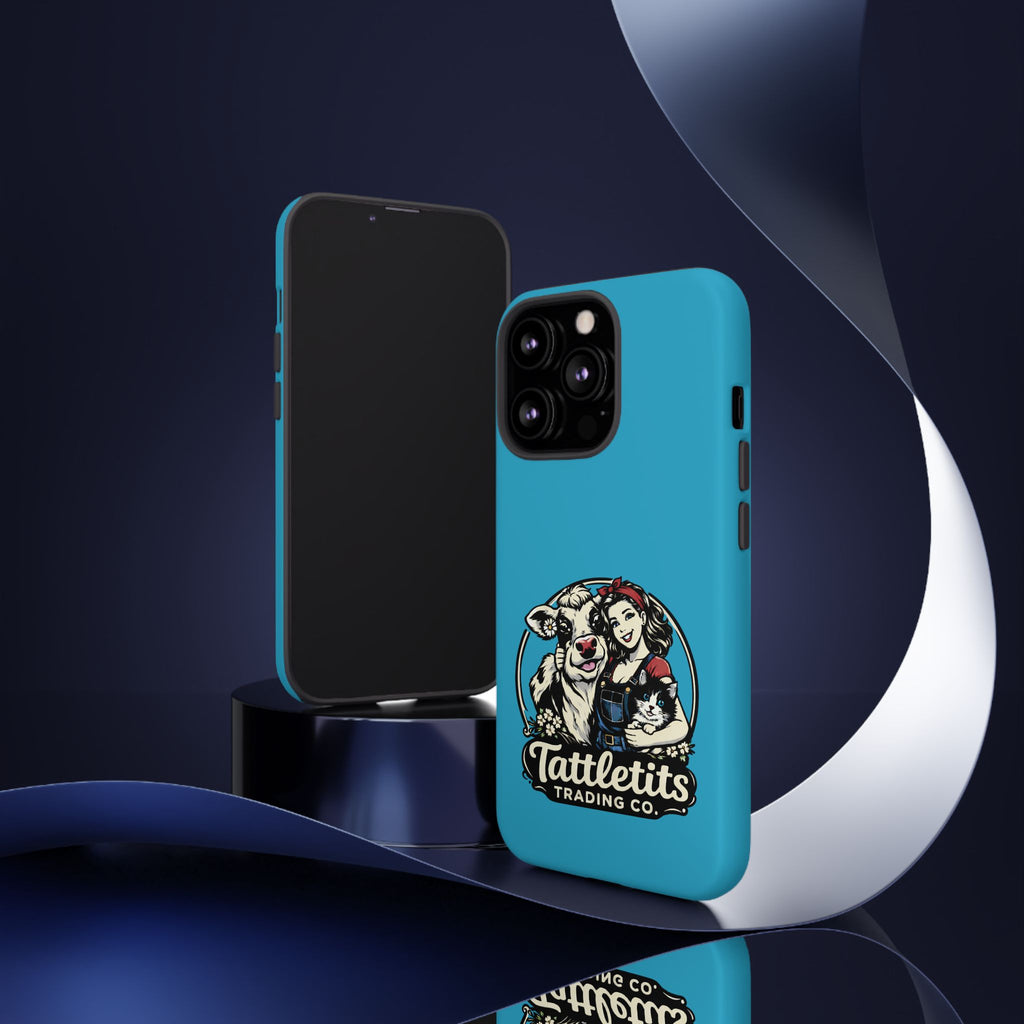 Phone Case — Retro 'Tuffellets' Logo Pattern on Teal