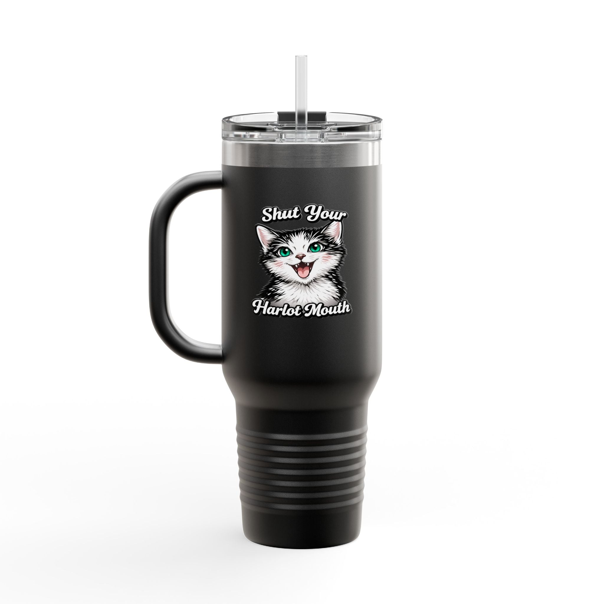 40oz Insulated Travel Mug — Mint Tumbler with Straw & Handle