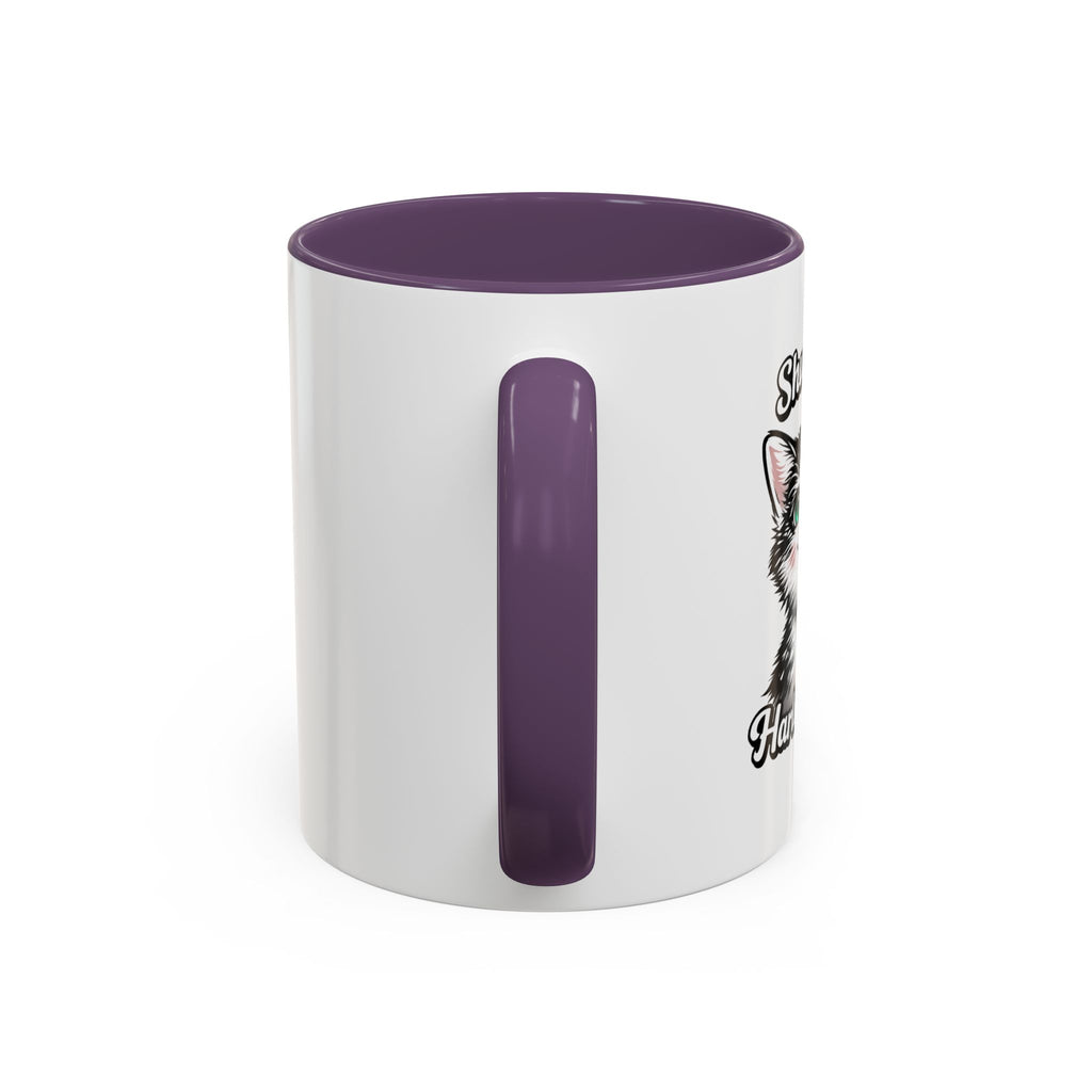 Cat Lover Accent Coffee Mug — Cute Staring Cat Design (11/15 oz)