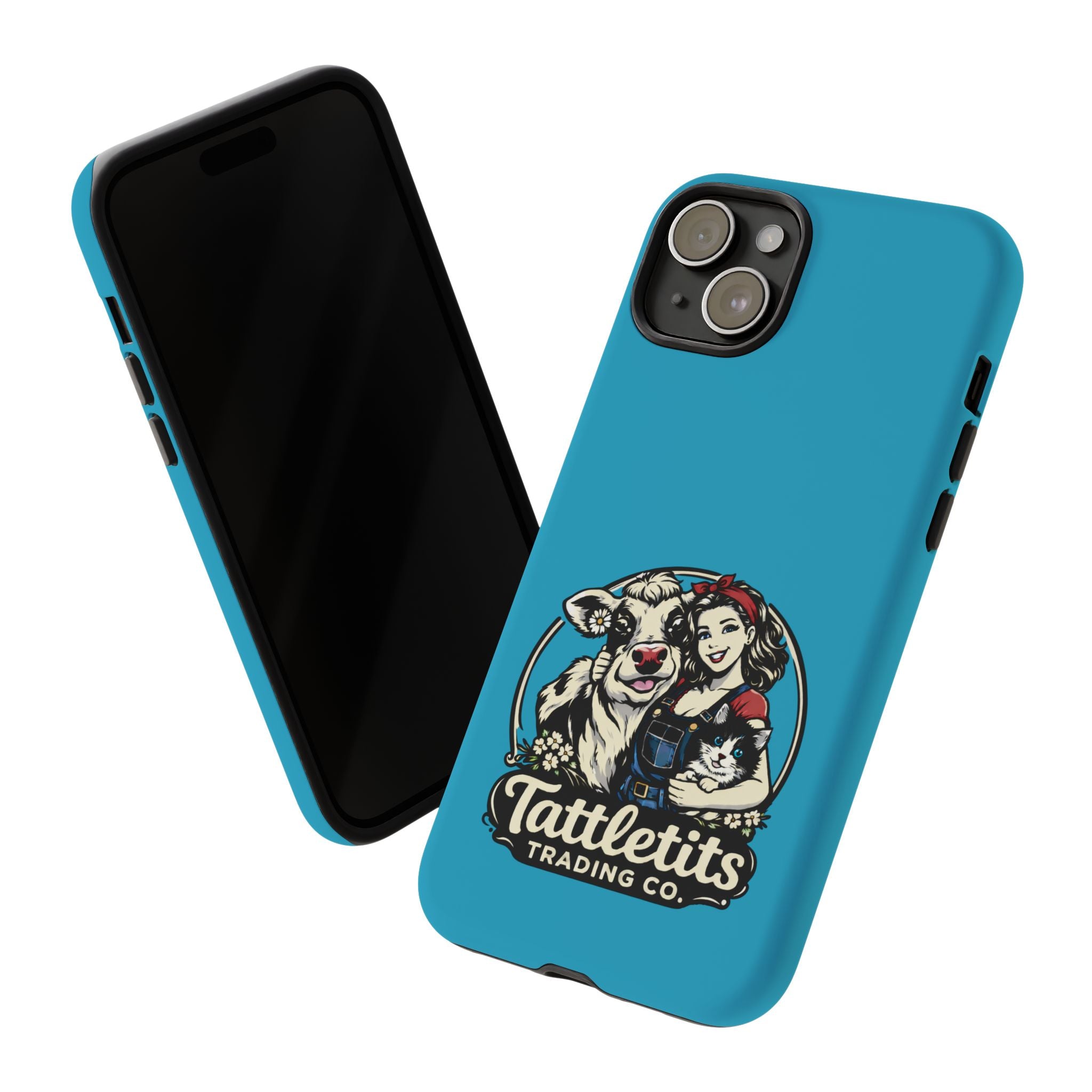 Phone Case — Retro 'Tuffellets' Logo Pattern on Teal