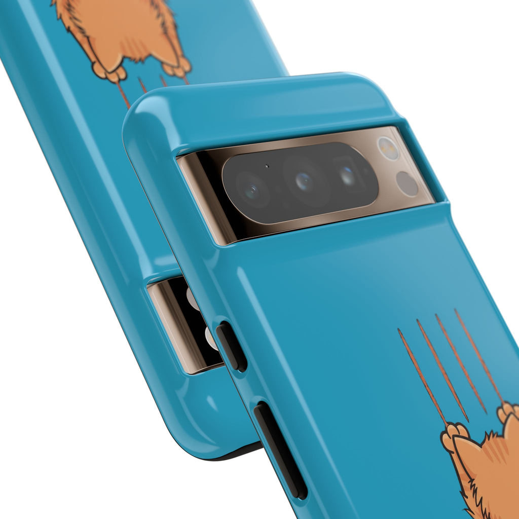 Cat Claw Blue Phone Case — Cute Hanging Orange Kitten Protective Cover