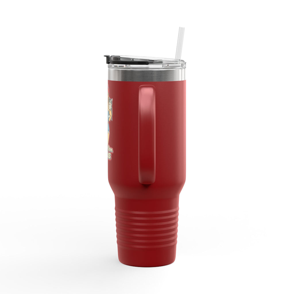 40oz Insulated Travel Mug — "Show Me Dem Kitties" Pin-Up Cat Design