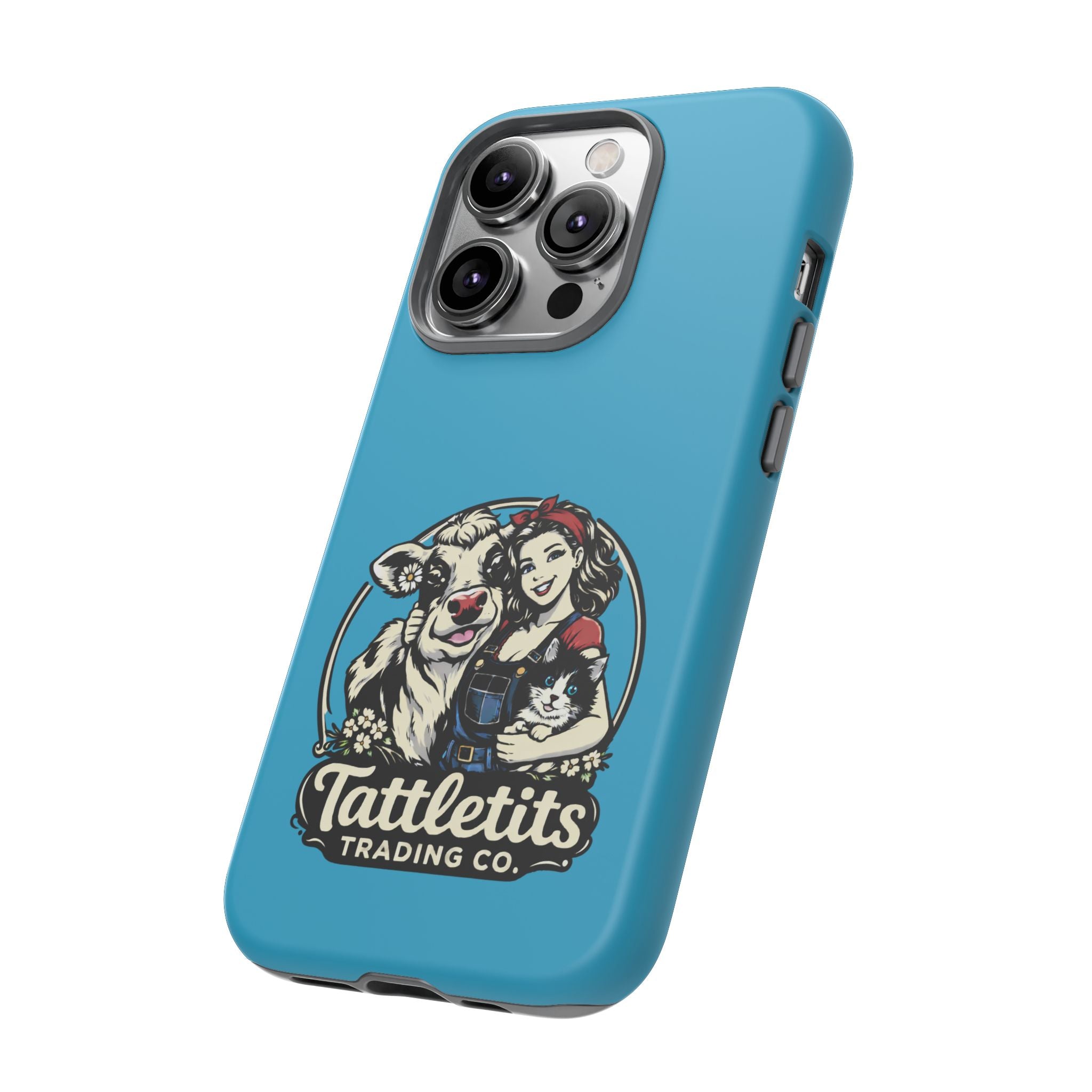 Phone Case — Retro 'Tuffellets' Logo Pattern on Teal