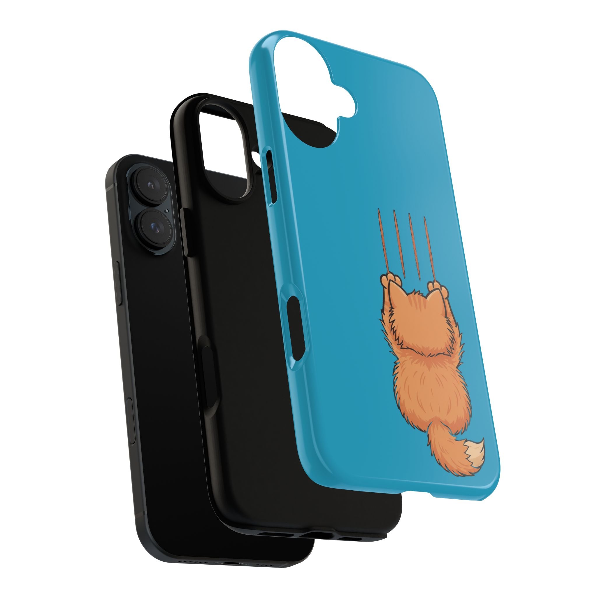 Cat Claw Blue Phone Case — Cute Hanging Orange Kitten Protective Cover