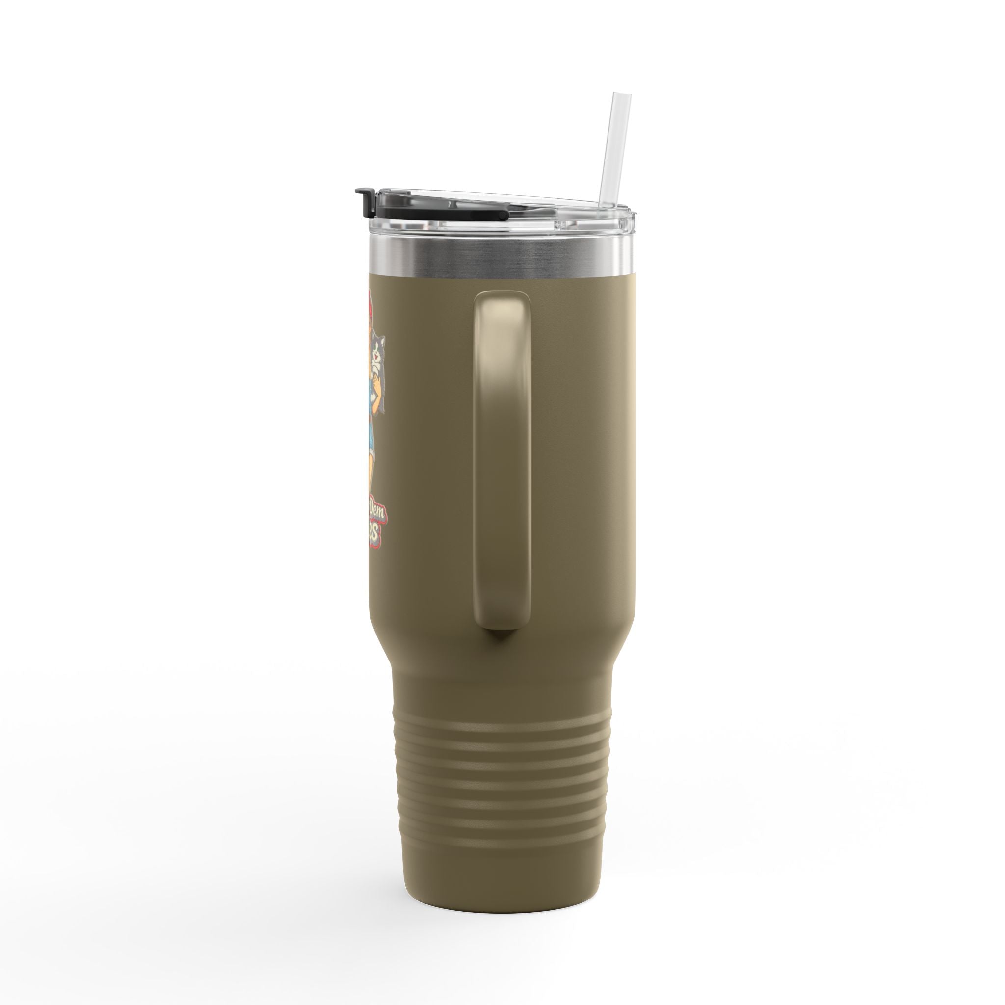 40oz Insulated Travel Mug — "Show Me Dem Kitties" Pin-Up Cat Design
