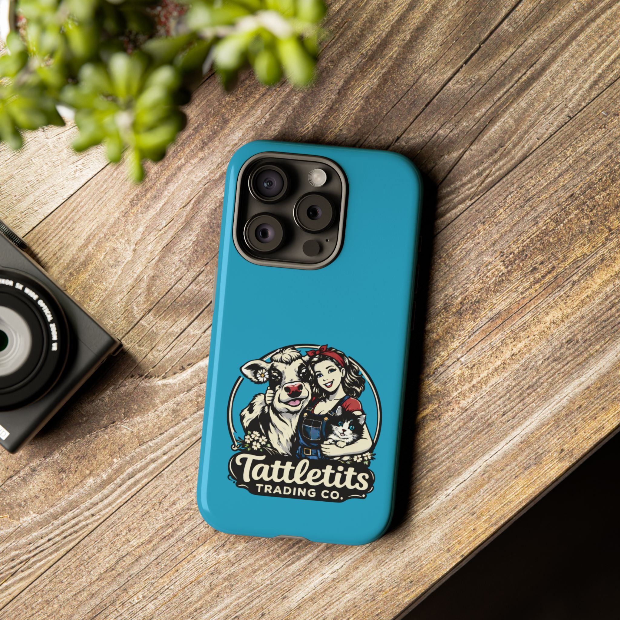 Phone Case — Retro 'Tuffellets' Logo Pattern on Teal