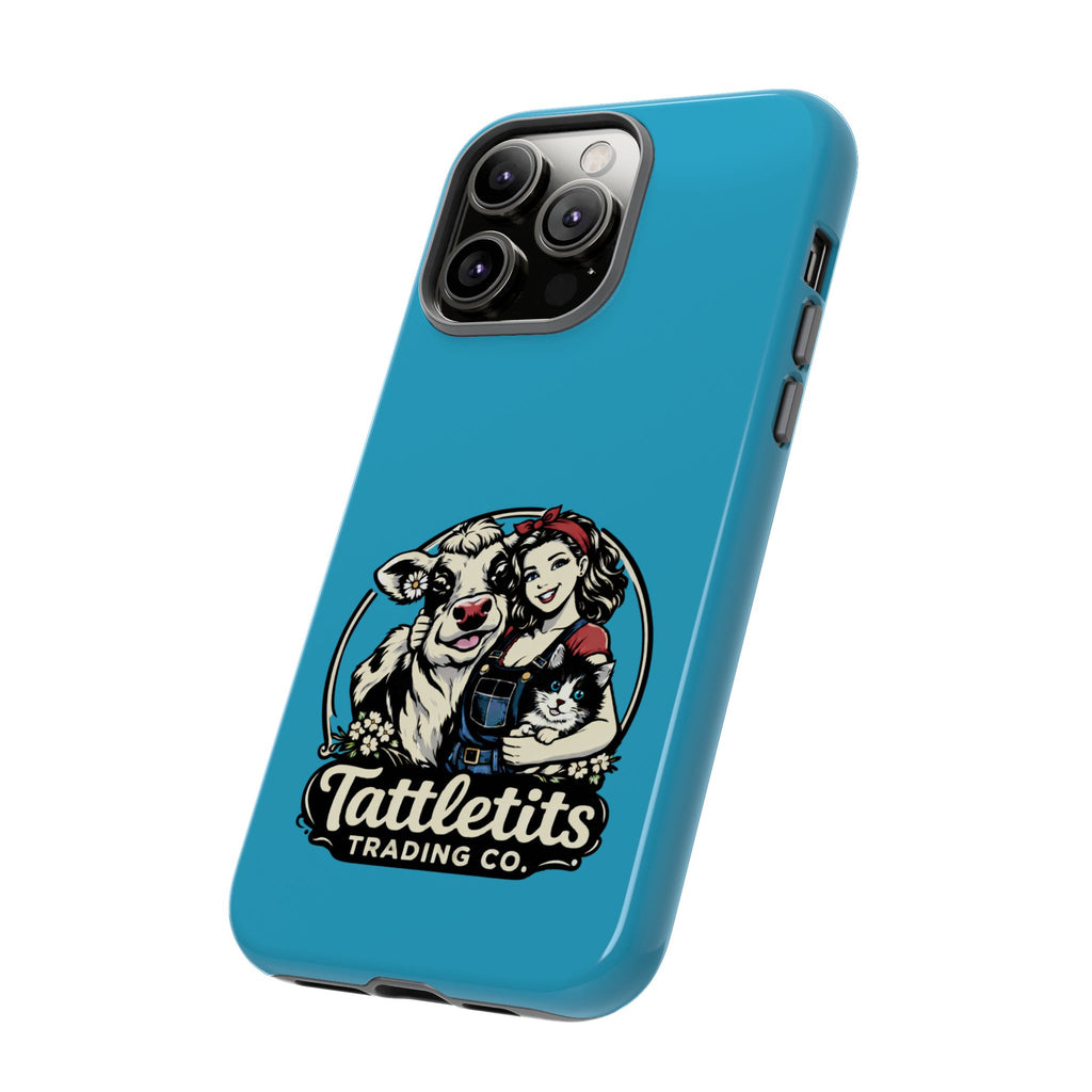 Phone Case — Retro 'Tuffellets' Logo Pattern on Teal