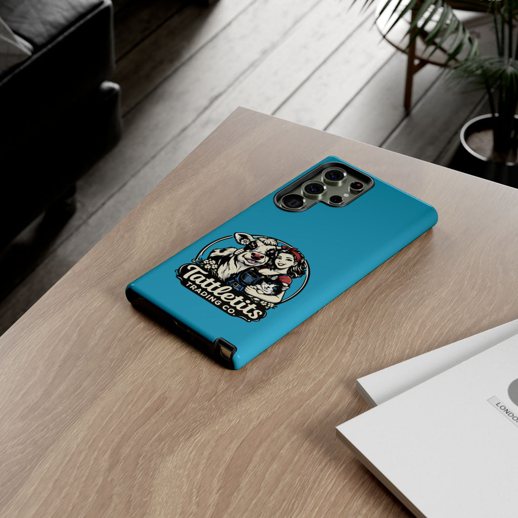 Phone Case — Retro 'Tuffellets' Logo Pattern on Teal