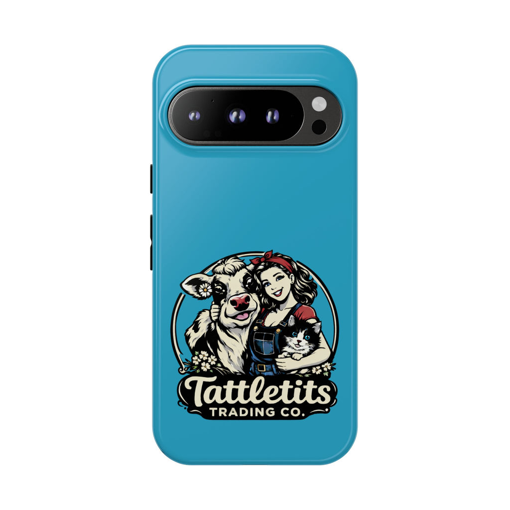 Phone Case — Retro 'Tuffellets' Logo Pattern on Teal