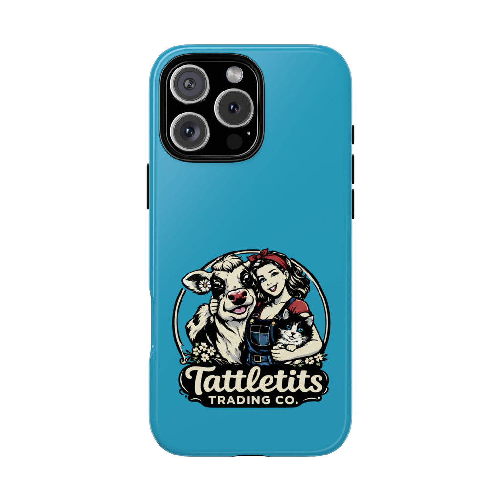 Phone Case — Retro 'Tuffellets' Logo Pattern on Teal